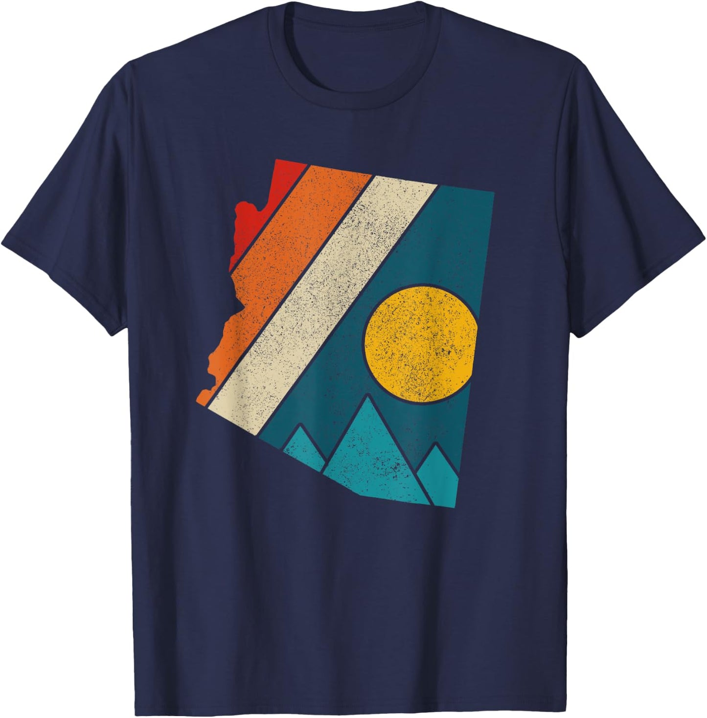 Arizona Vintage State Map Mountains Hikers Camping Gift T-Shirt - T-Shirt | Navy