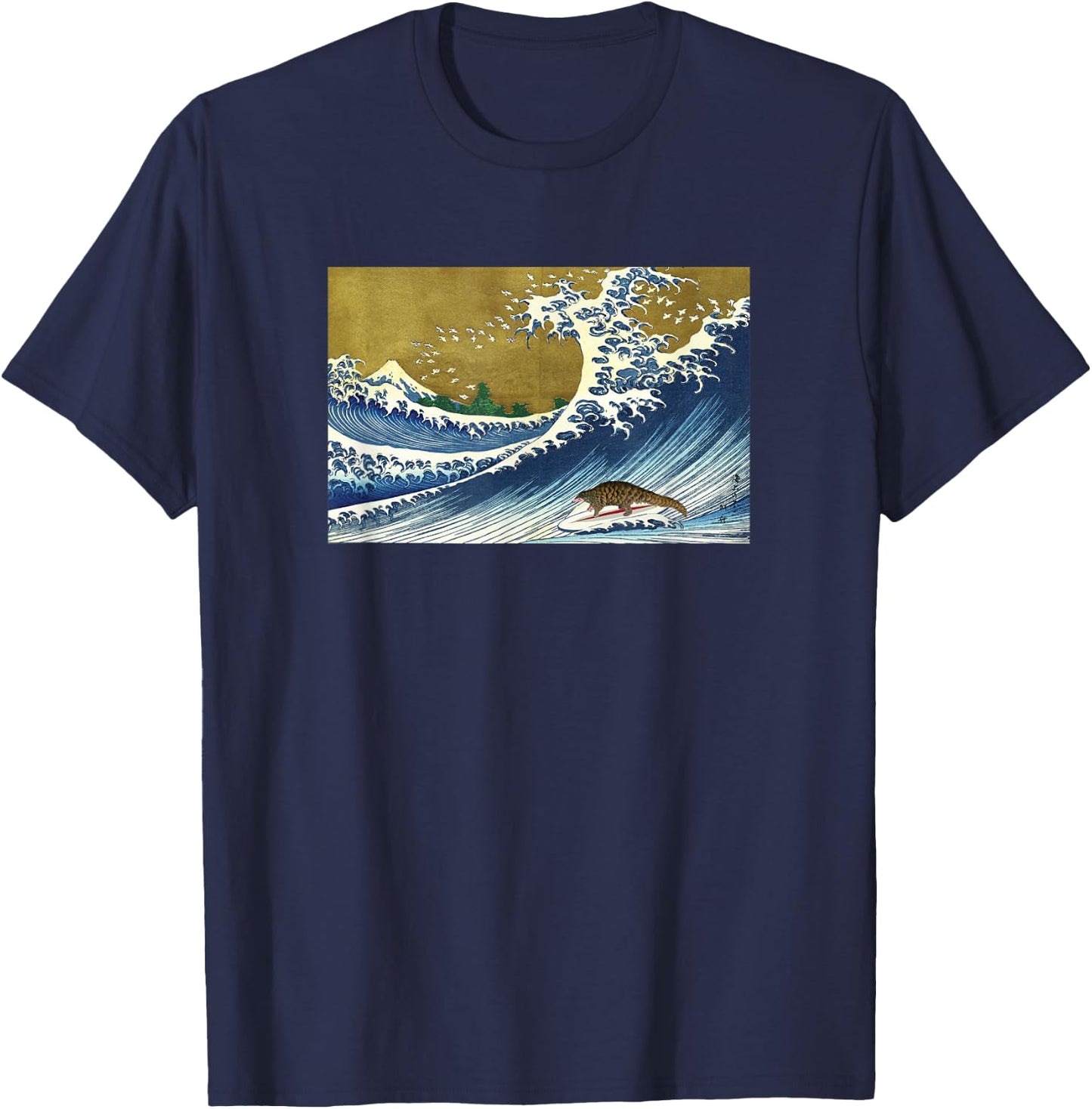 Endangered Surfing Pangolin Lover T-Shirt - T-Shirt | Navy