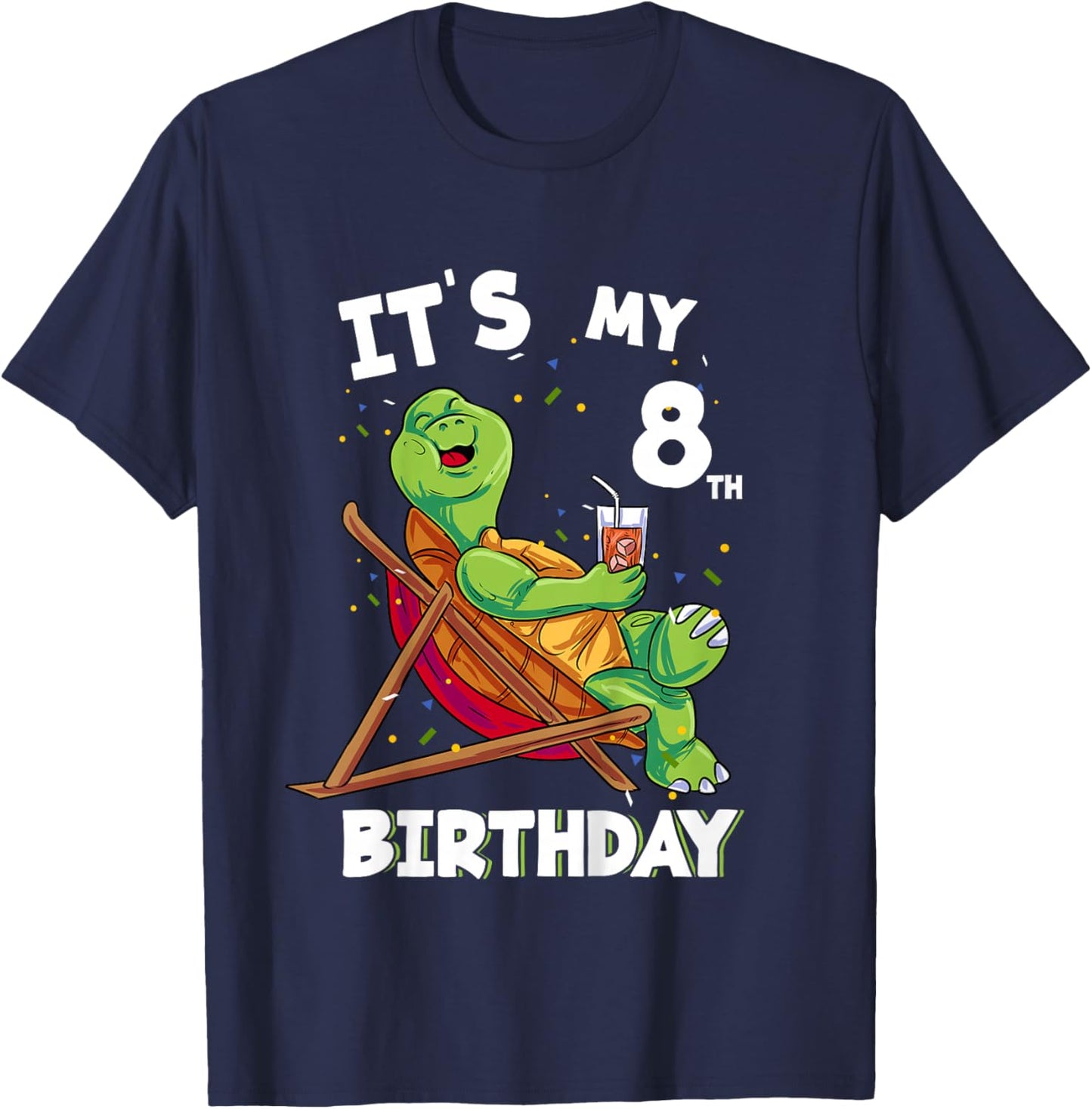 It's my 8th Birthday 8 Year Old Turtle Birthday T-Shirt - T-Shirt | Navy