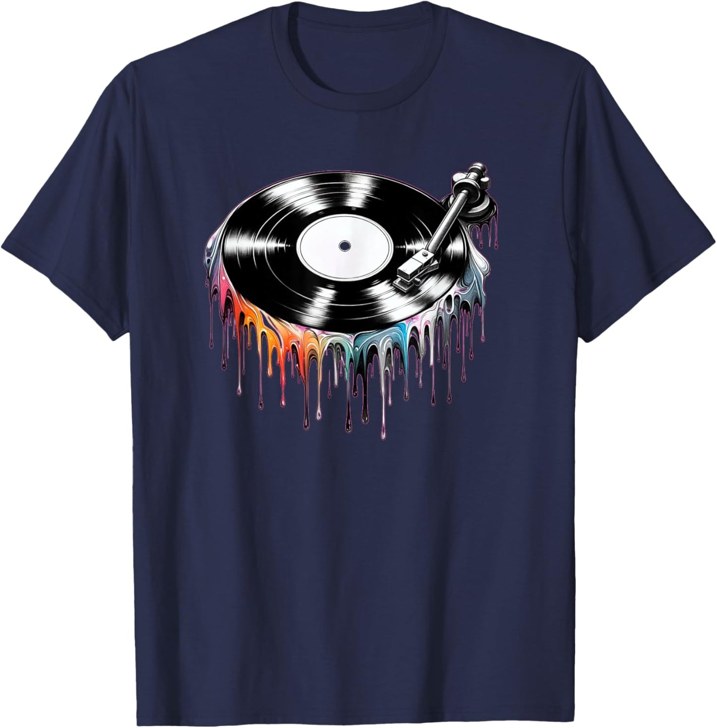 Melting Vinyl Record – Retro Music Lover Gifts T-Shirt - T-Shirt | Navy