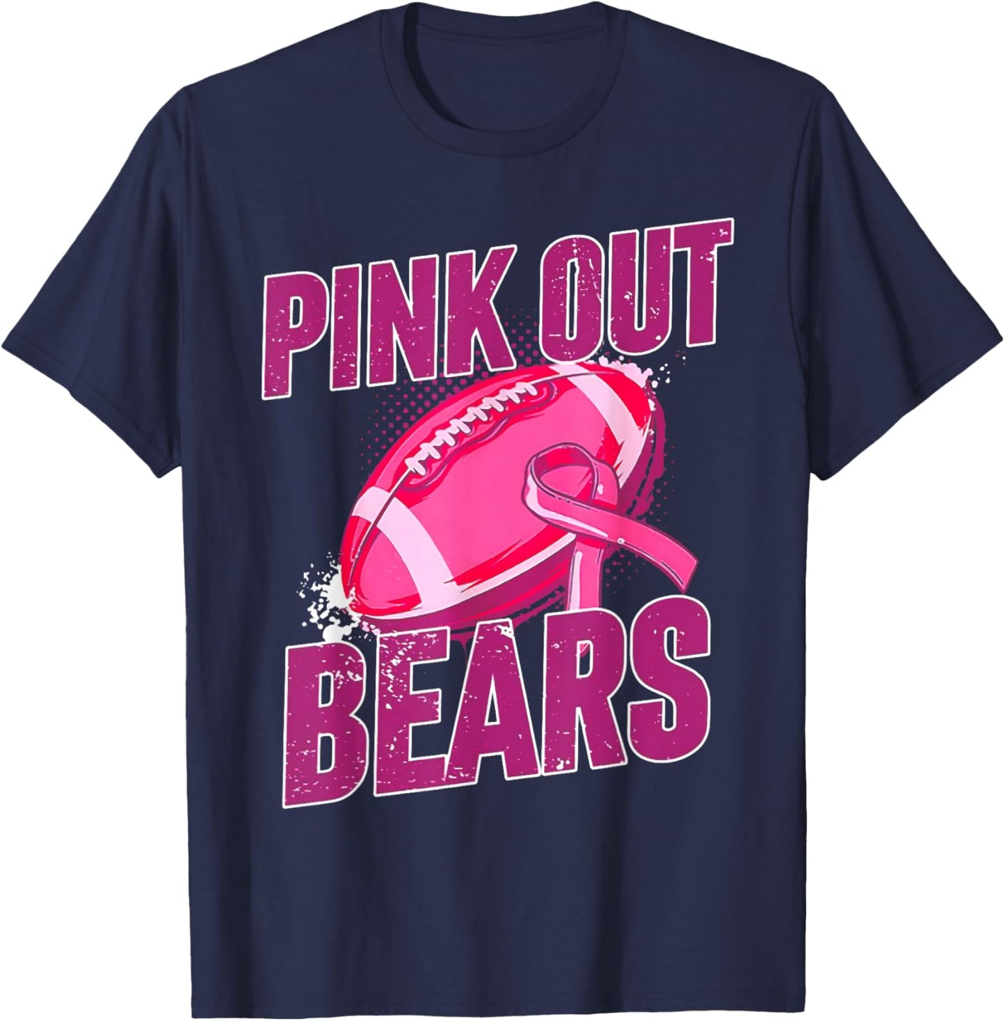 Bears Pink Out Football Tackle Breast Cancer T-Shirt - T-Shirt | Navy