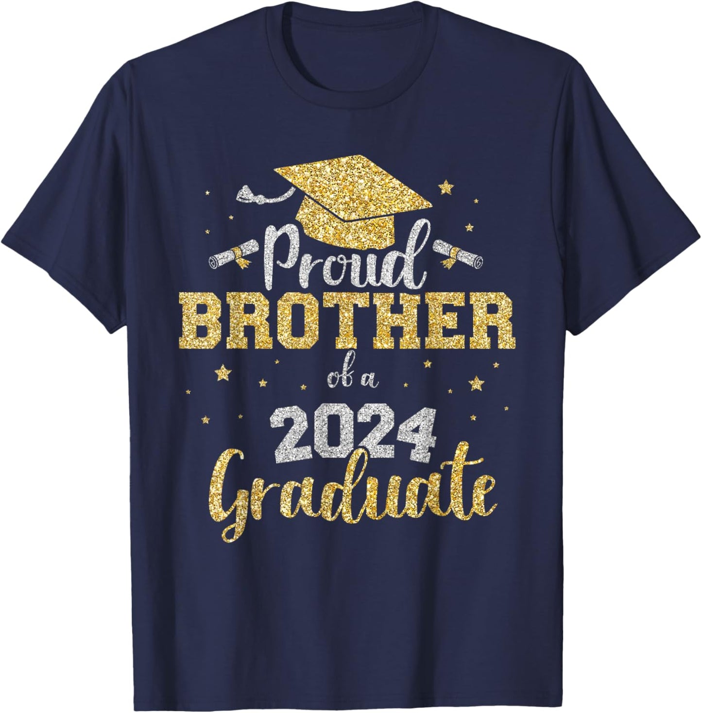 Proud brother of a class of 2024 graduate senior graduation T-Shirt - T-Shirt | Navy