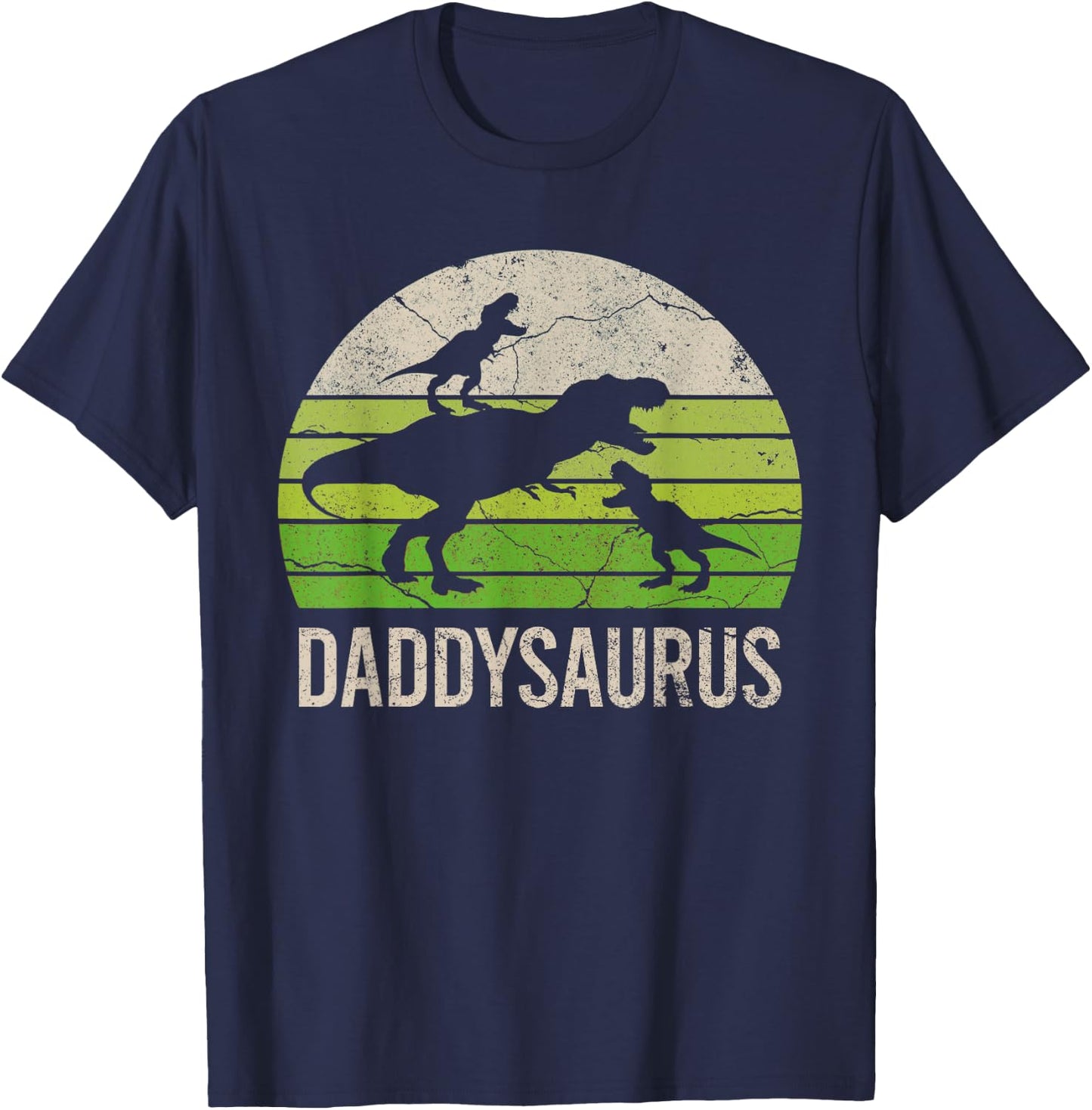 Daddy Dinosaur Funny Dad Daddysaurus 2 Two kids 2020 Gift T-Shirt - T-Shirt | Navy