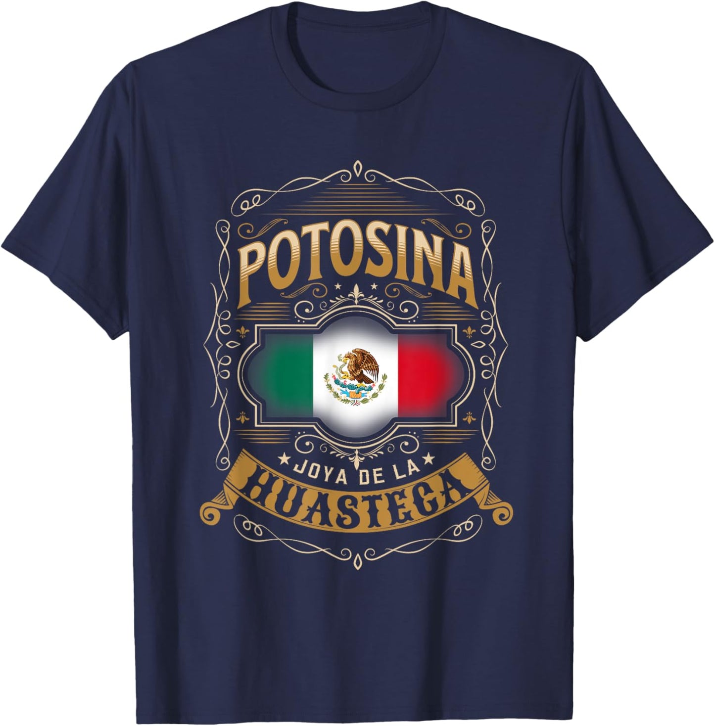 POTOSINA: Flor de la Huasteca. S.L.P. MEXICO FLAG T-Shirt - T-Shirt | Navy