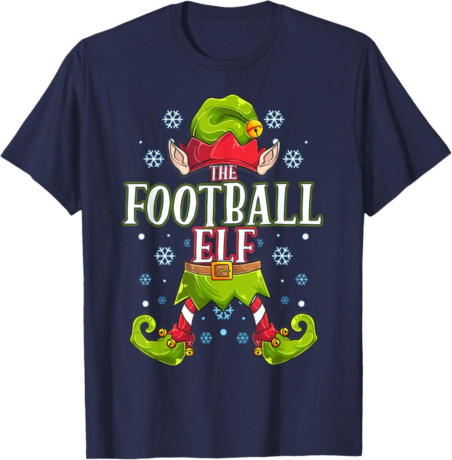 Football Elf Matching Family Group Christmas Party T-Shirt - T-Shirt | Navy