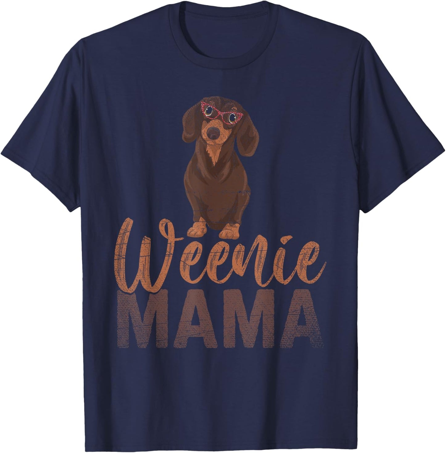 Dog Lover Women Gift Weenie Mama Pet Mom Wiener Dachshund T-Shirt - T-Shirt | Navy