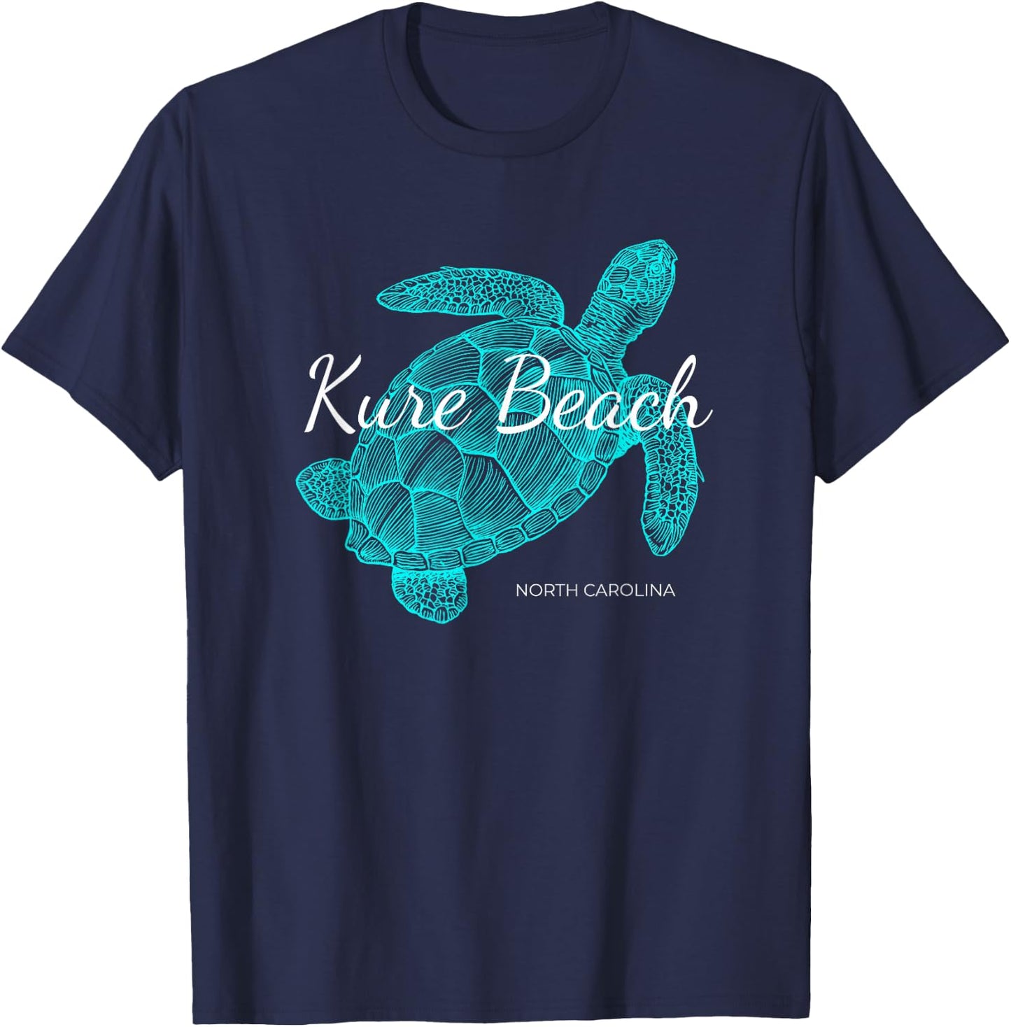 Kure Beach North Carolina Vacation With A Turtle Graphic T-Shirt - T-Shirt | Navy