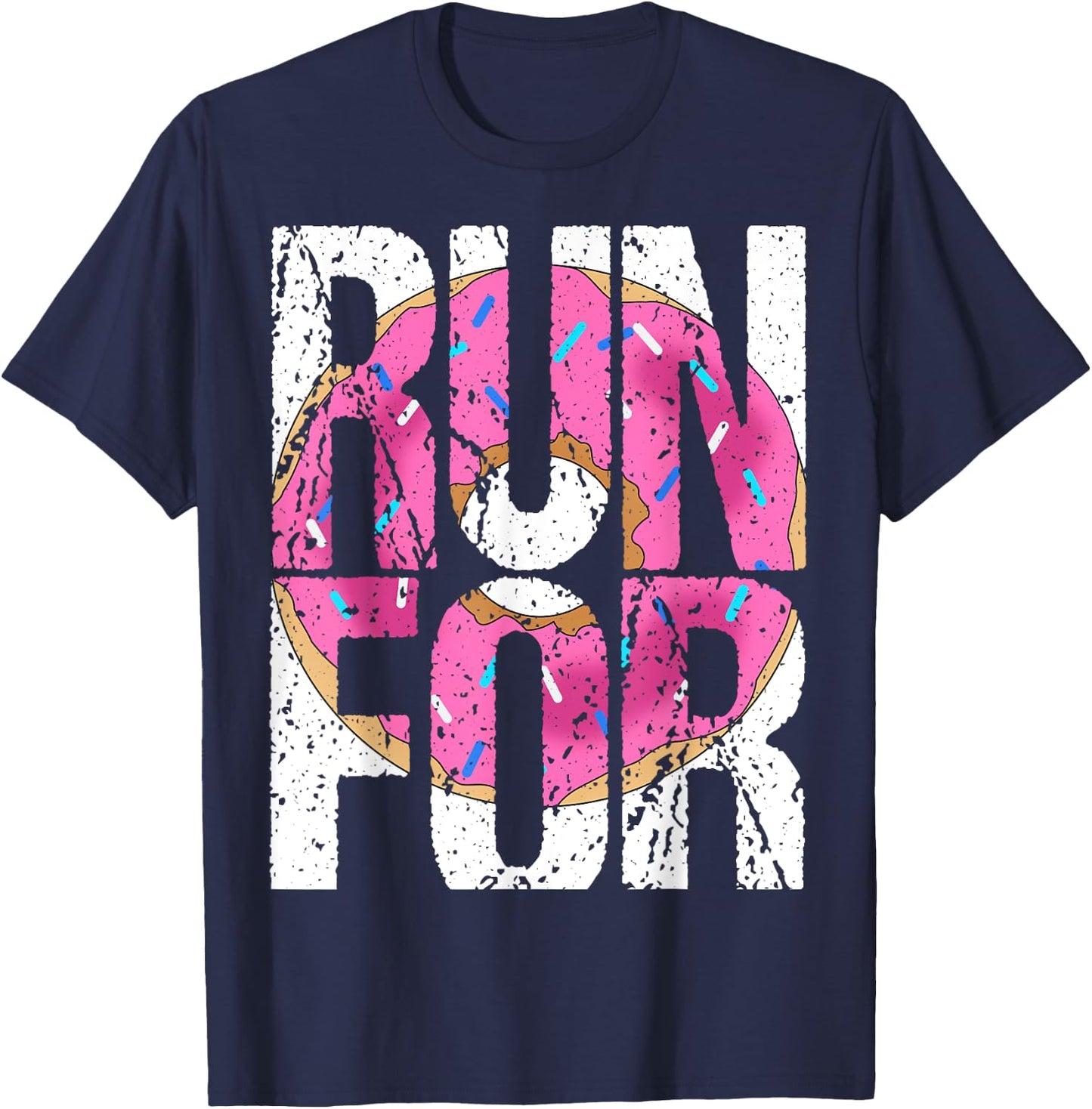 Funny Marathon Run Donut Running Workout Fitness Sport Gift T-Shirt - T-Shirt | Navy