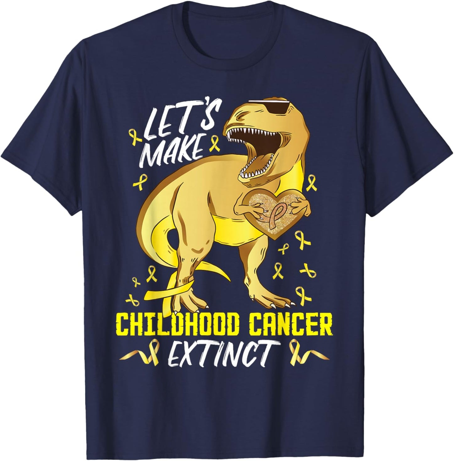 Childhood Cancer Awareness Toddler Dinosaur Childhood Cancer T-Shirt - T-Shirt | Navy