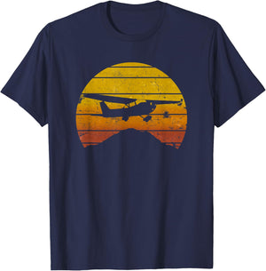 172 Skyhawk Mountain Sunrise Private Pilot Aeroplane Vintage T-Shirt - T-Shirt | Navy