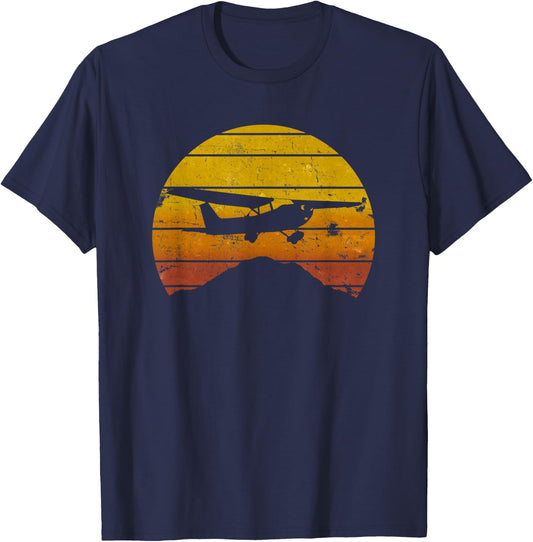 172 Skyhawk Mountain Sunrise Private Pilot Aeroplane Vintage T-Shirt - T-Shirt | Navy