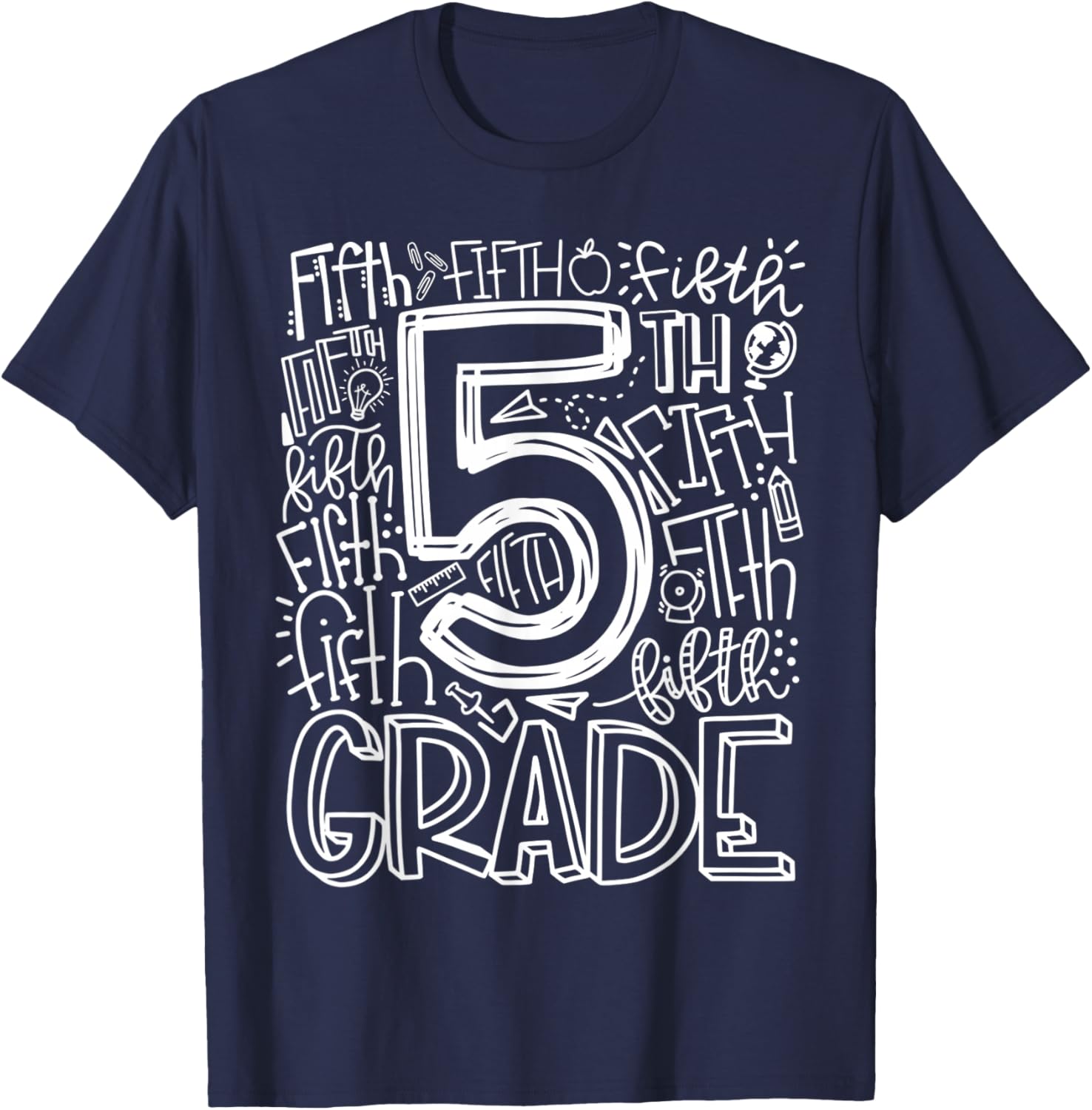 5th Grade Typography Team Fifth Grade Teacher Back to School T-Shirt - T-Shirt | Navy