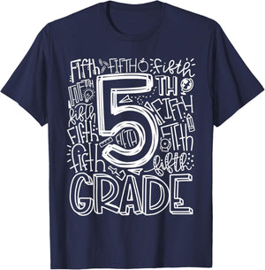 5th Grade Typography Team Fifth Grade Teacher Back to School T-Shirt - T-Shirt | Navy