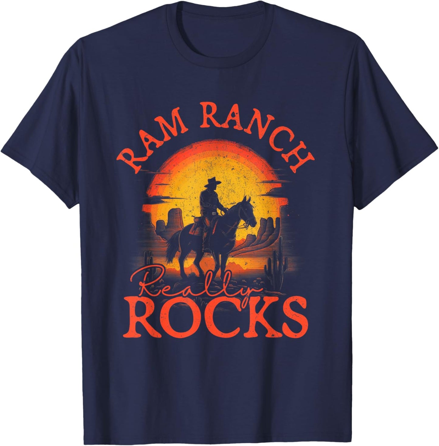Western Life Rodeo Country Music Ram Ranch Really Rocks T-Shirt - T-Shirt | Navy