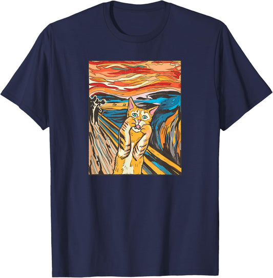 The Scream Painting a Funny Parody of Edvard Munch's T-Shirt - T-Shirt | Navy