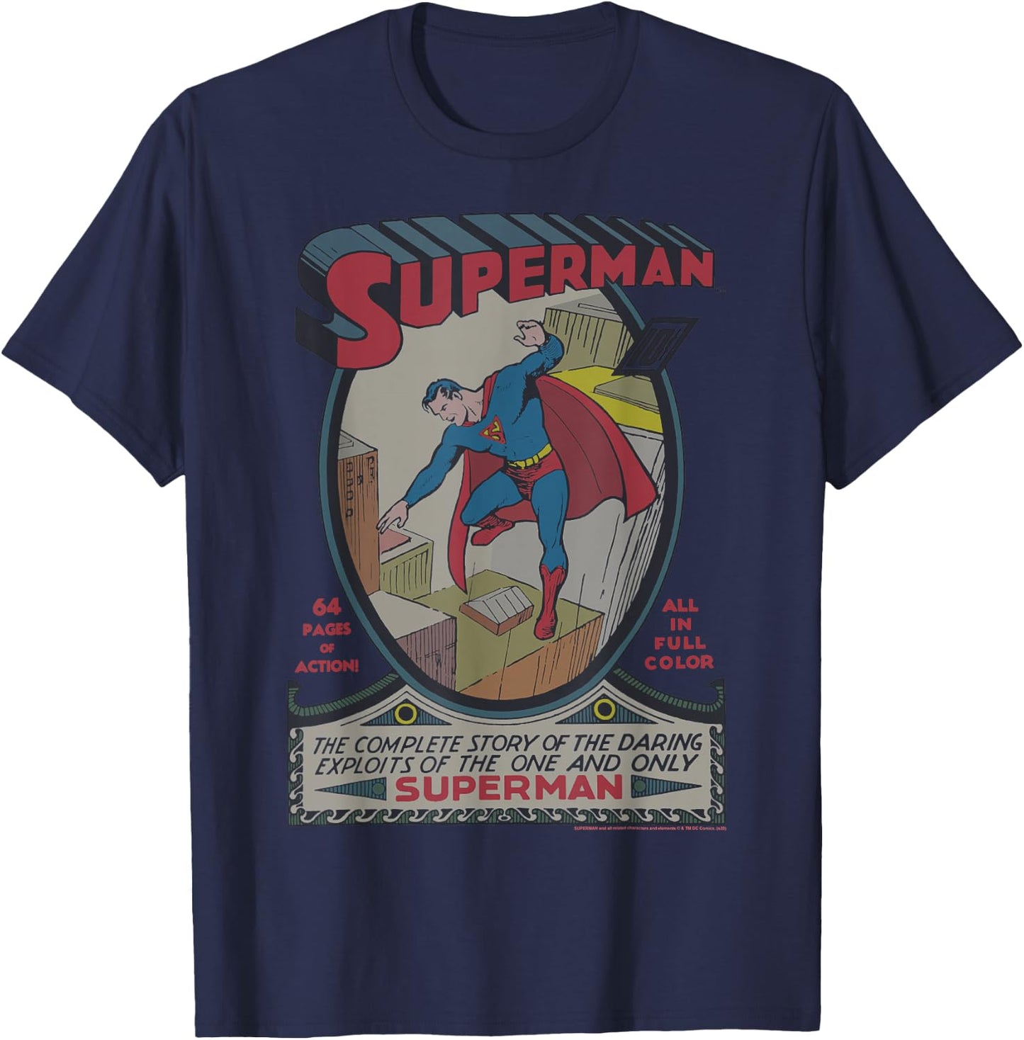 DC Comics Superman 64 Pages Of Action Comic Cover T-Shirt - T-Shirt | Navy