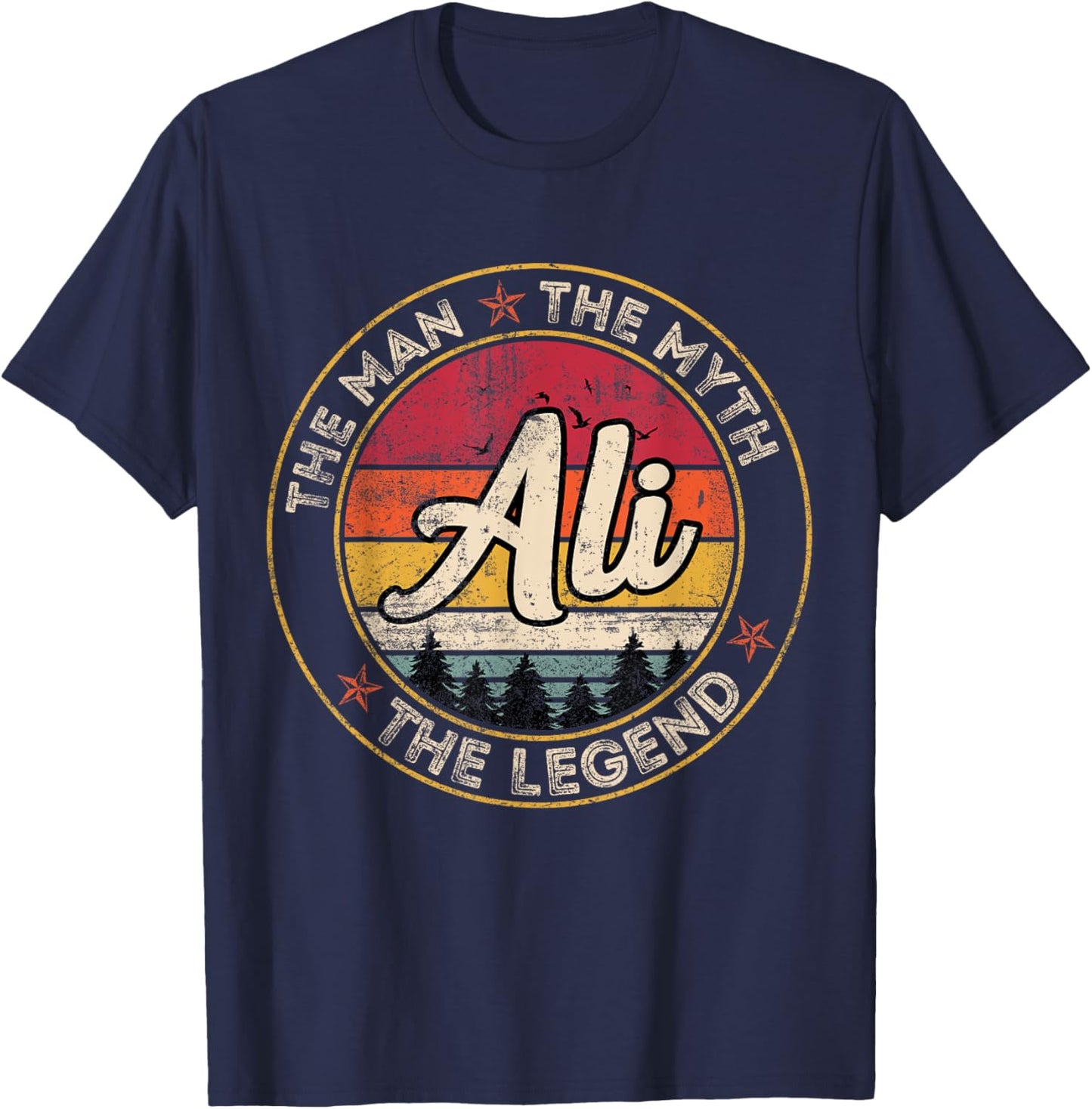 Ali The Man The Myth The Legend Personalized Name T-Shirt - T-Shirt | Navy