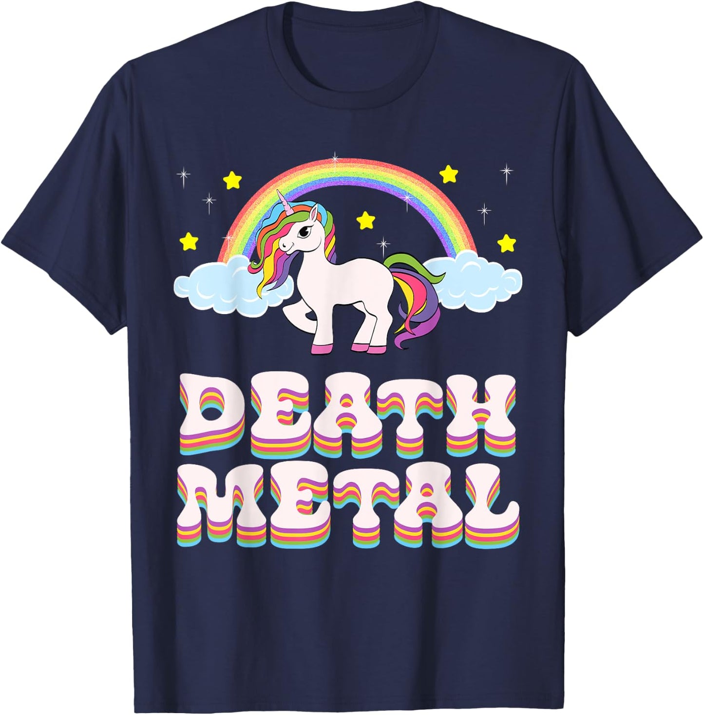 Funny Death Metal Unicorn Rainbow Gift T-Shirt - T-Shirt | Navy