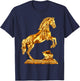 Golden Statue of Horse Sculpture T-Shirt - T-Shirt | Navy