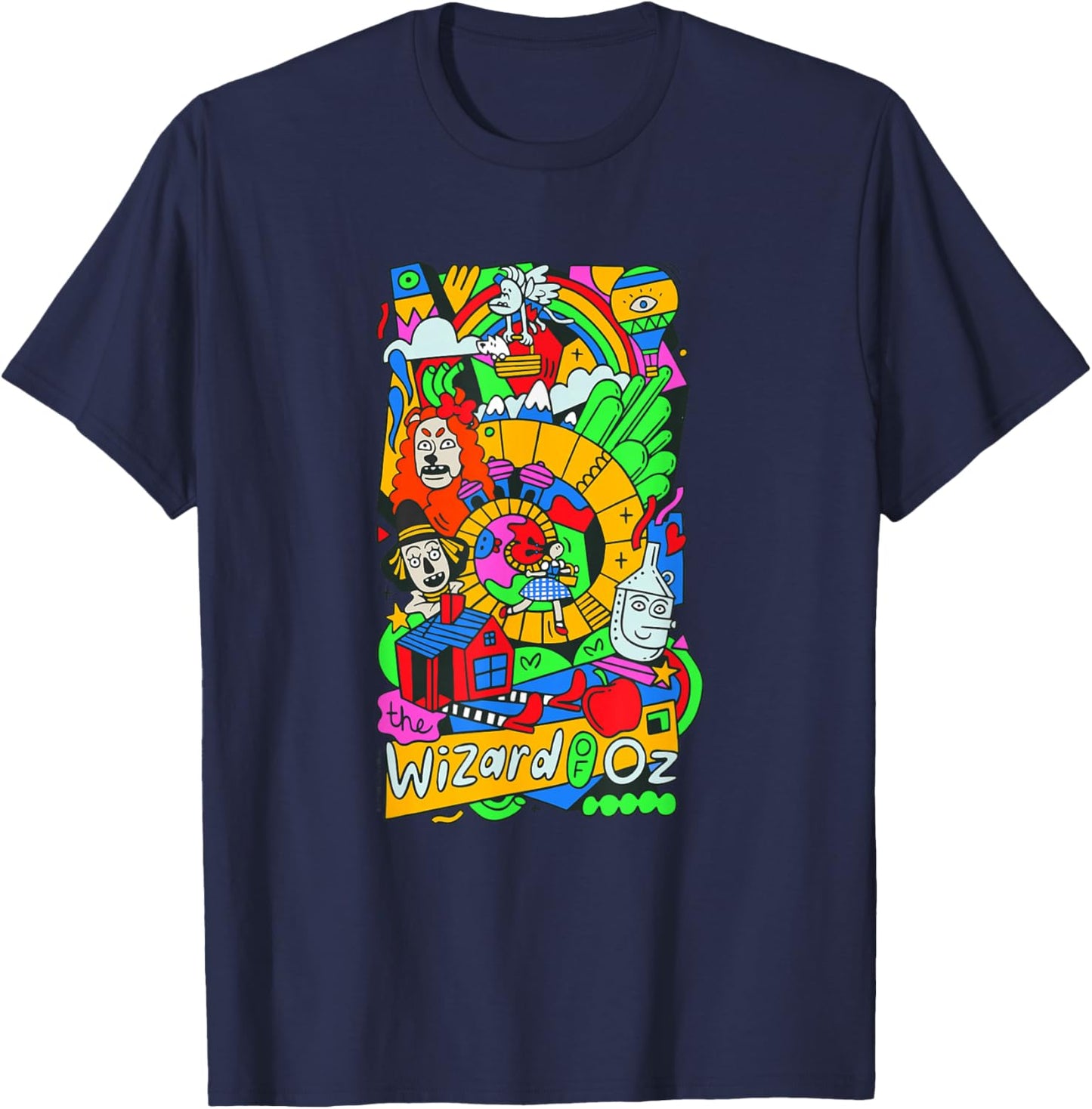 WB100 The Wizard Of Oz The Yellow Brick Road Groovy Group T-Shirt - T-Shirt | Navy