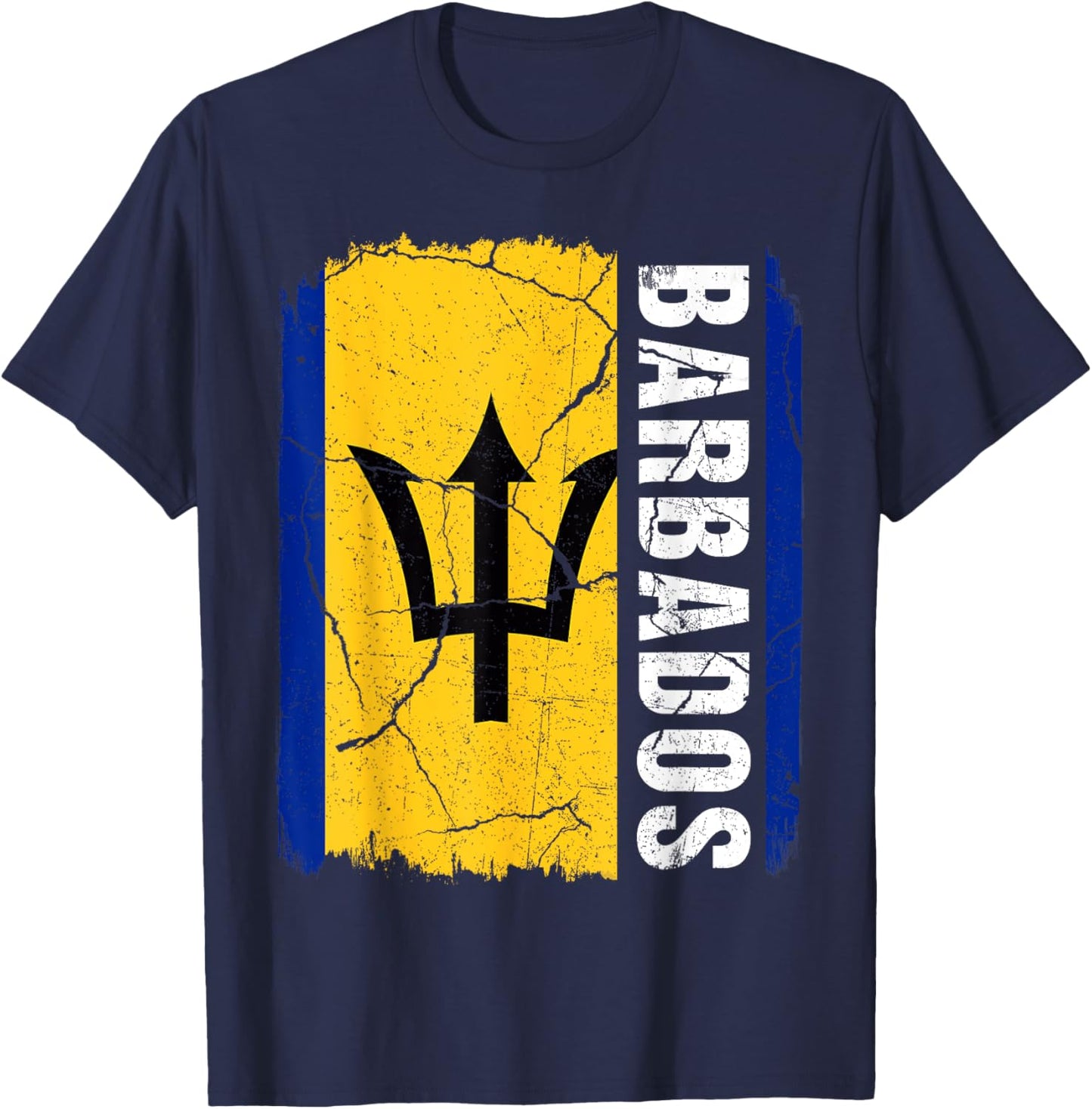 Vintage Barbadian Flag Barbados Pride Roots Heritage T-Shirt - T-Shirt | Navy
