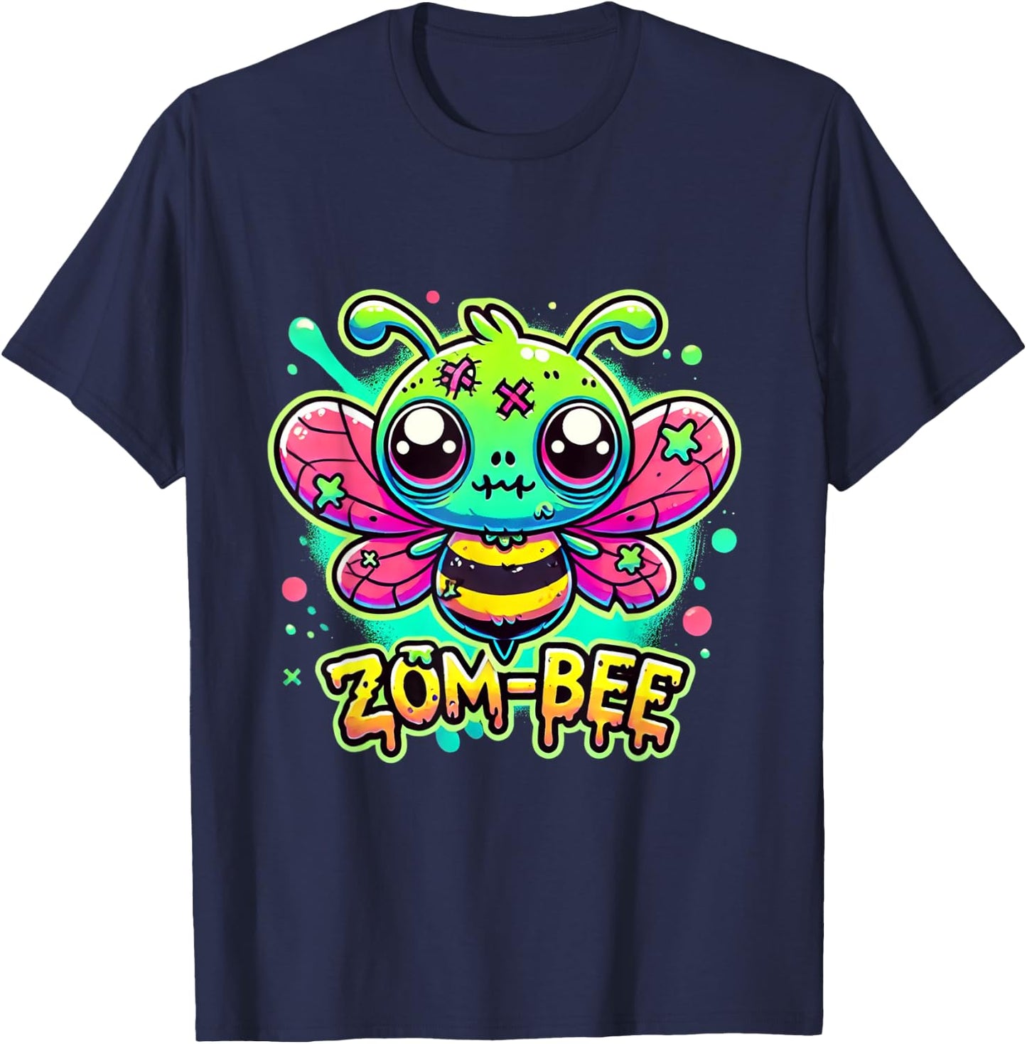 Zom-Bee Cute Halloween Creepy Zombie Bee Cartoon T-Shirt - T-Shirt | Navy