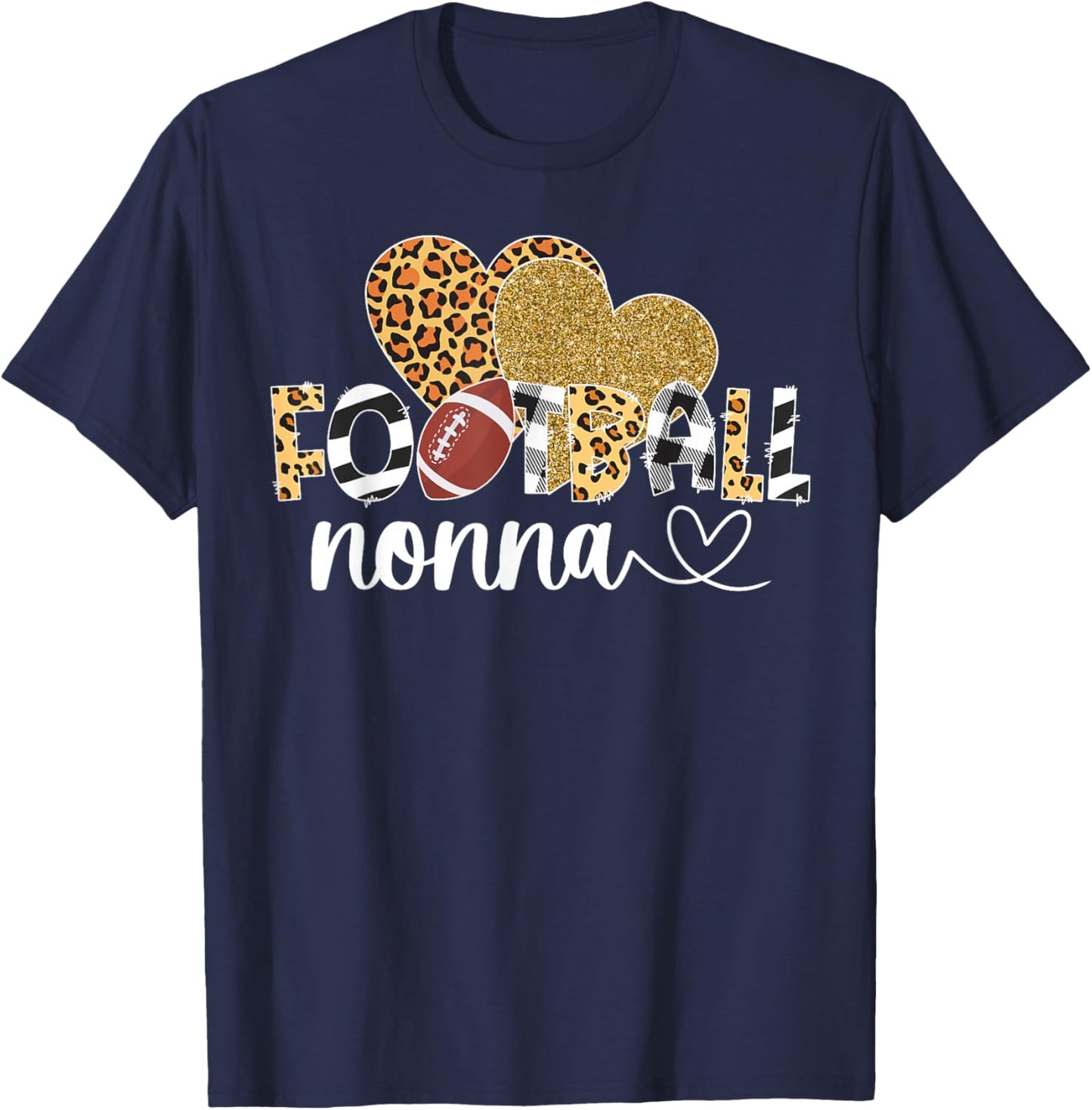 Football Nonna Heart Grandma Nonna Of A Football Player T-Shirt - T-Shirt | Navy