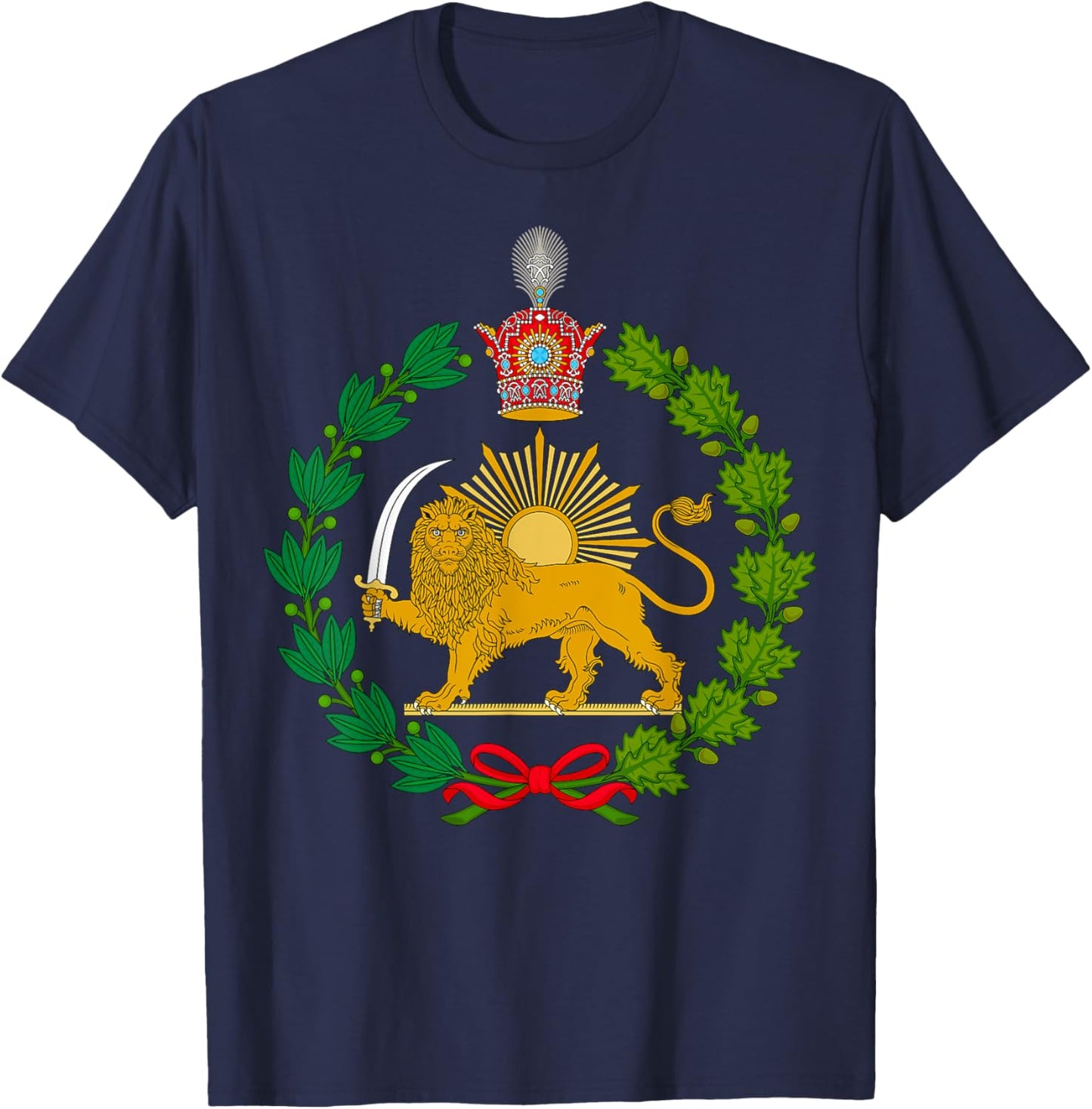 Imperial Emblem of the Pahlavi Dynasty Lion and Sun T-Shirt - T-Shirt | Navy