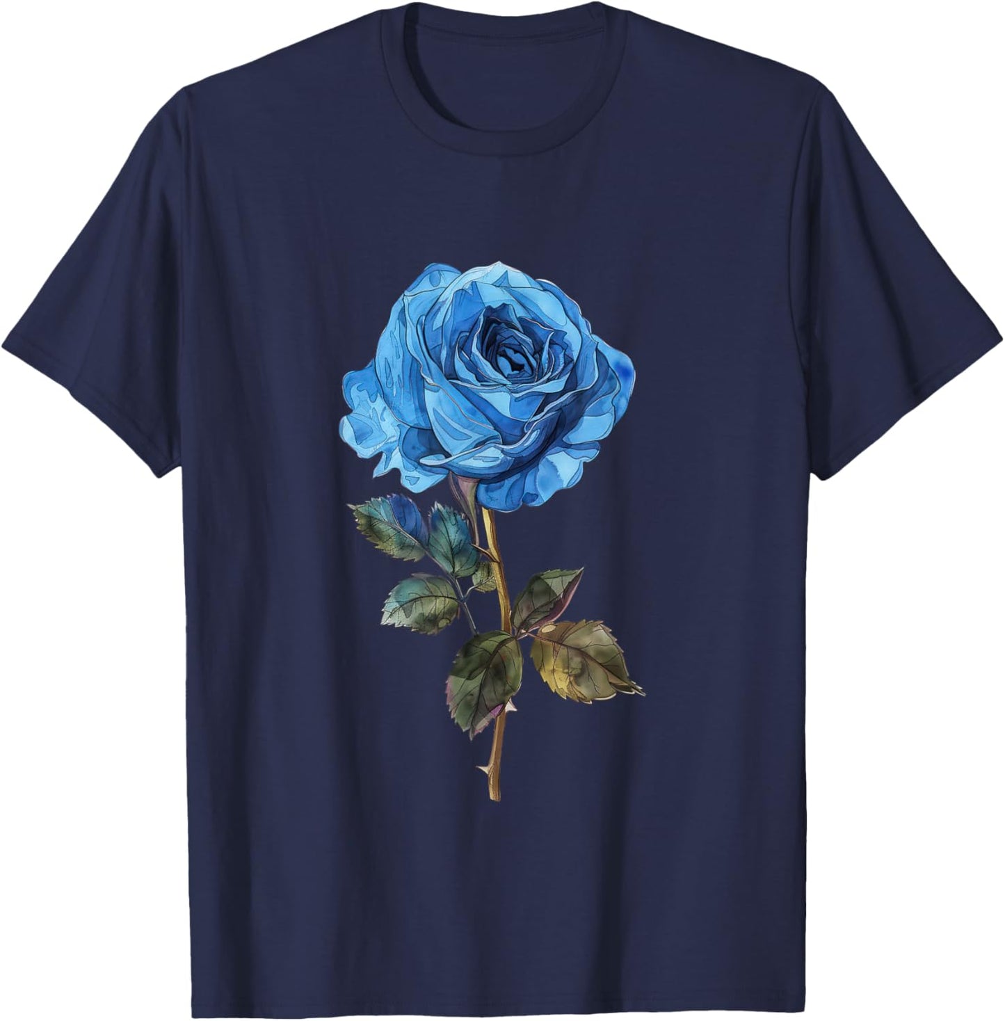 199 Flowers Blue Rose Graphic T-Shirt - T-Shirt | Navy