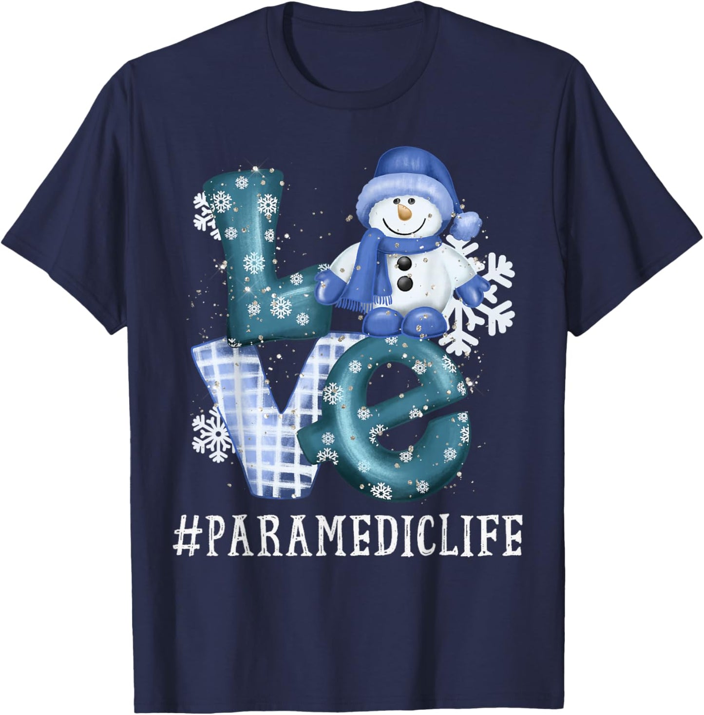 Paramedic Love Snowman Xmas Funny Winter Season Christmas T-Shirt - T-Shirt | Navy