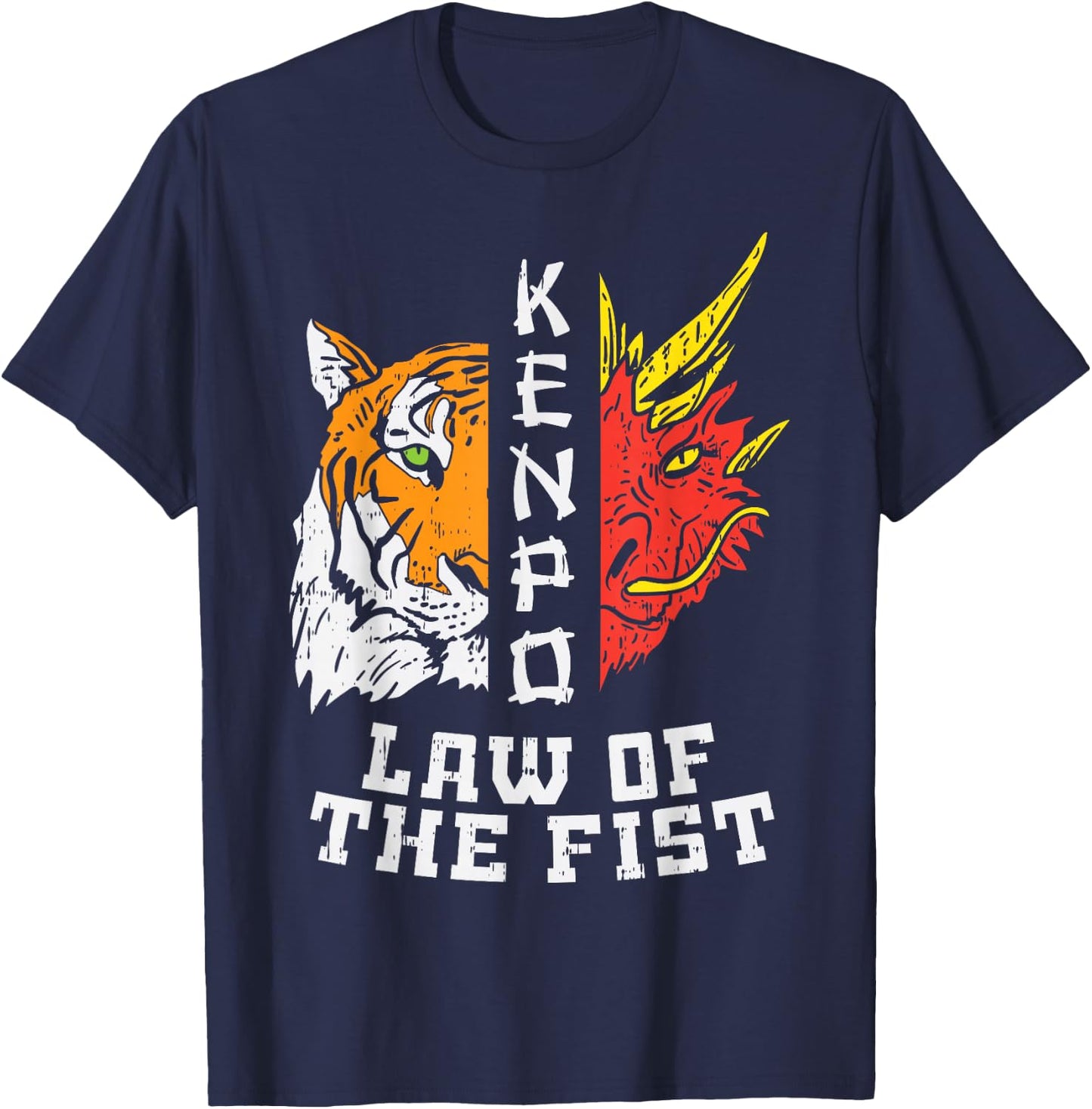 Kenpo Law Of Fist Tiger Dragon Kempo Karate Men Women Gift T-Shirt - T-Shirt | Navy