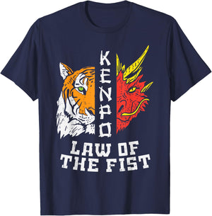 Kenpo Law Of Fist Tiger Dragon Kempo Karate Men Women Gift T-Shirt - T-Shirt | Navy
