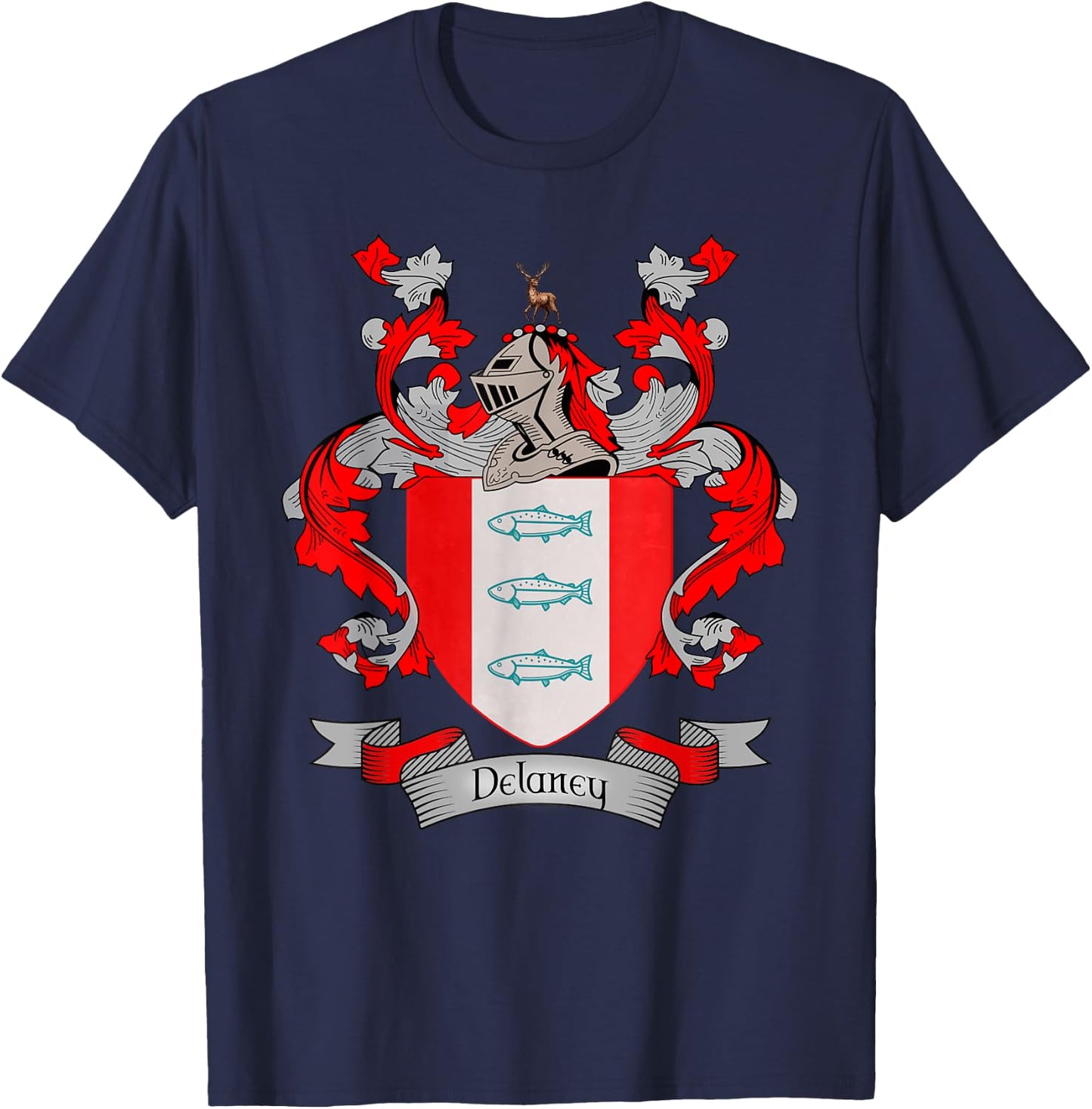Delaney Coat of Arms | Delaney Surname Family Crest T-Shirt - T-Shirt | Navy