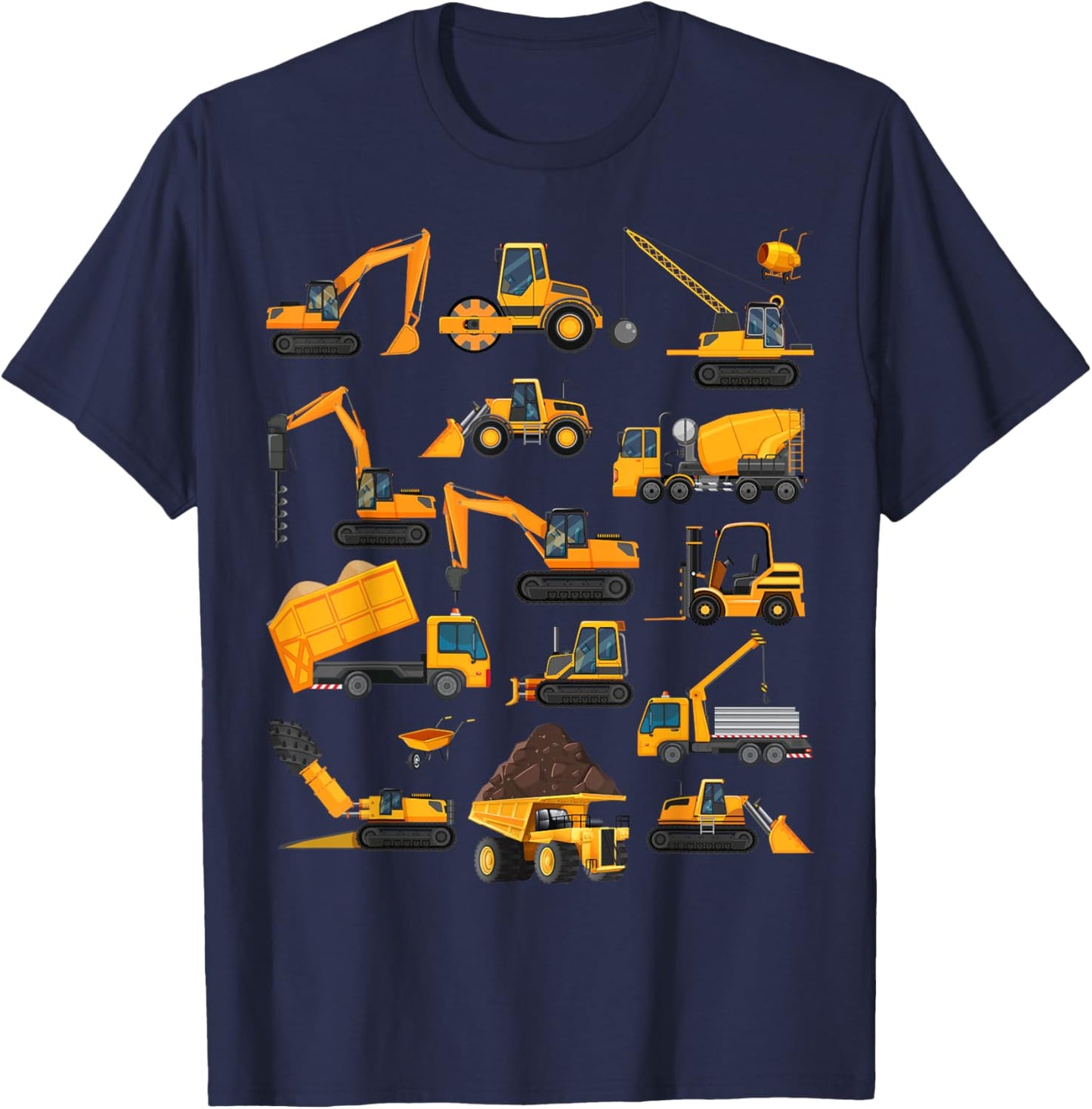 Vehicles Construction Trucks Gifts Women Boys Girls T-Shirt - T-Shirt | Navy
