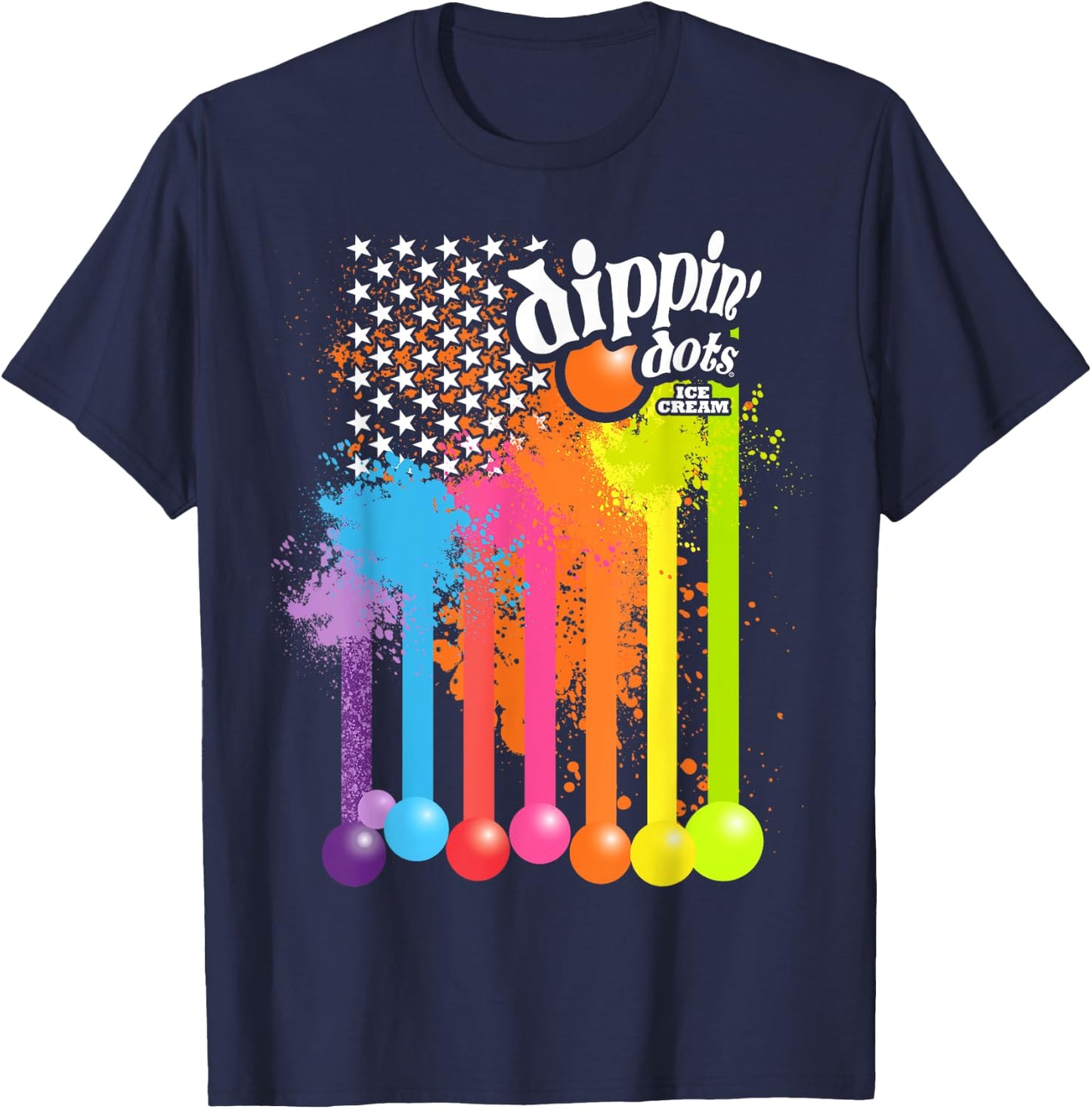 Patriotic USA Flag Dripping Ice Cream Nation Dippin Dots T-Shirt - T-Shirt | Navy