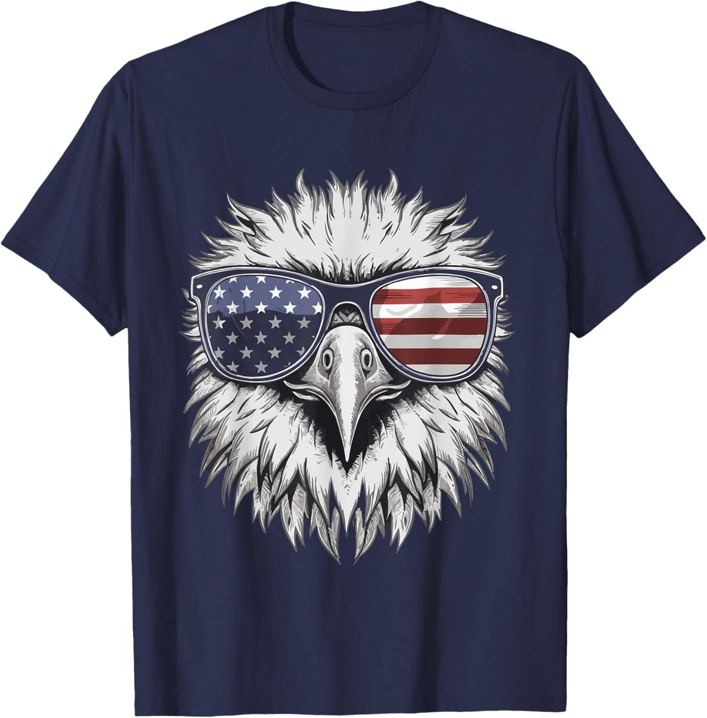 Bald Eagle Proud Patriotic American US Flag 4th Of July T-Shirt - T-Shirt | Navy