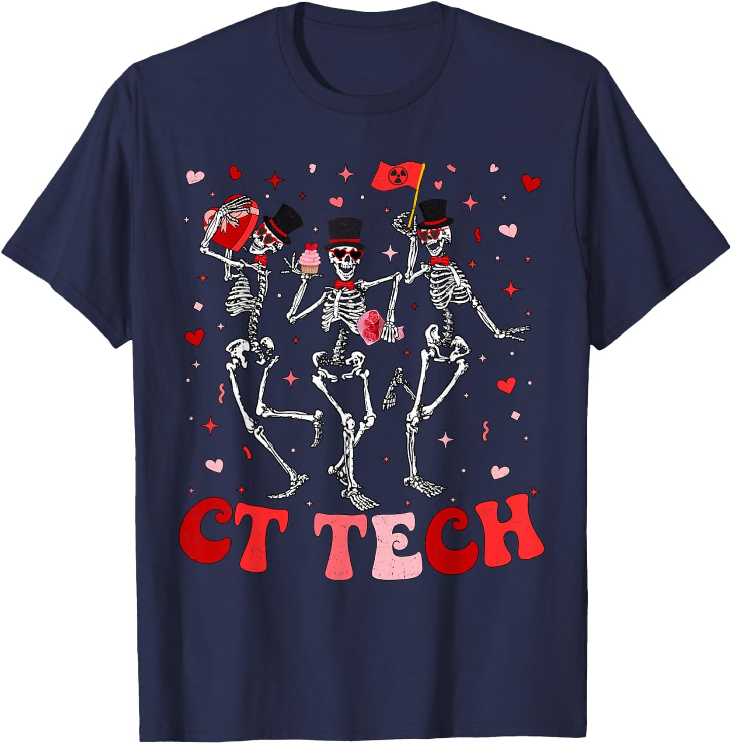 Skeleton CT Tech Computed Tomography Technologist Valentines T-Shirt - T-Shirt | Navy