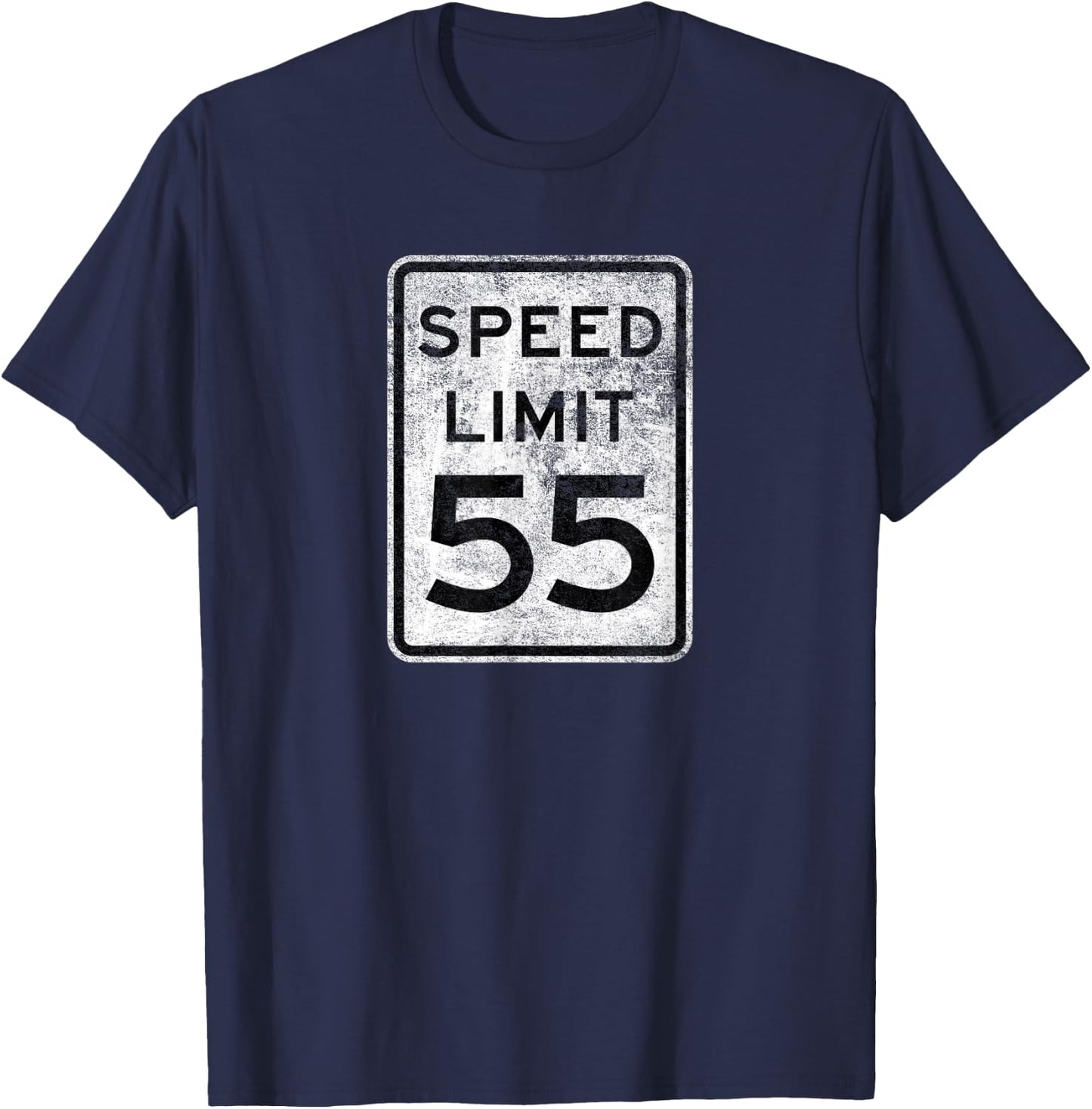 Speed Limit 55 MPH Road Sign Driving Fan Graphic T-Shirt - T-Shirt | Navy