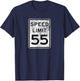 Speed Limit 55 MPH Road Sign Driving Fan Graphic T-Shirt - T-Shirt | Navy