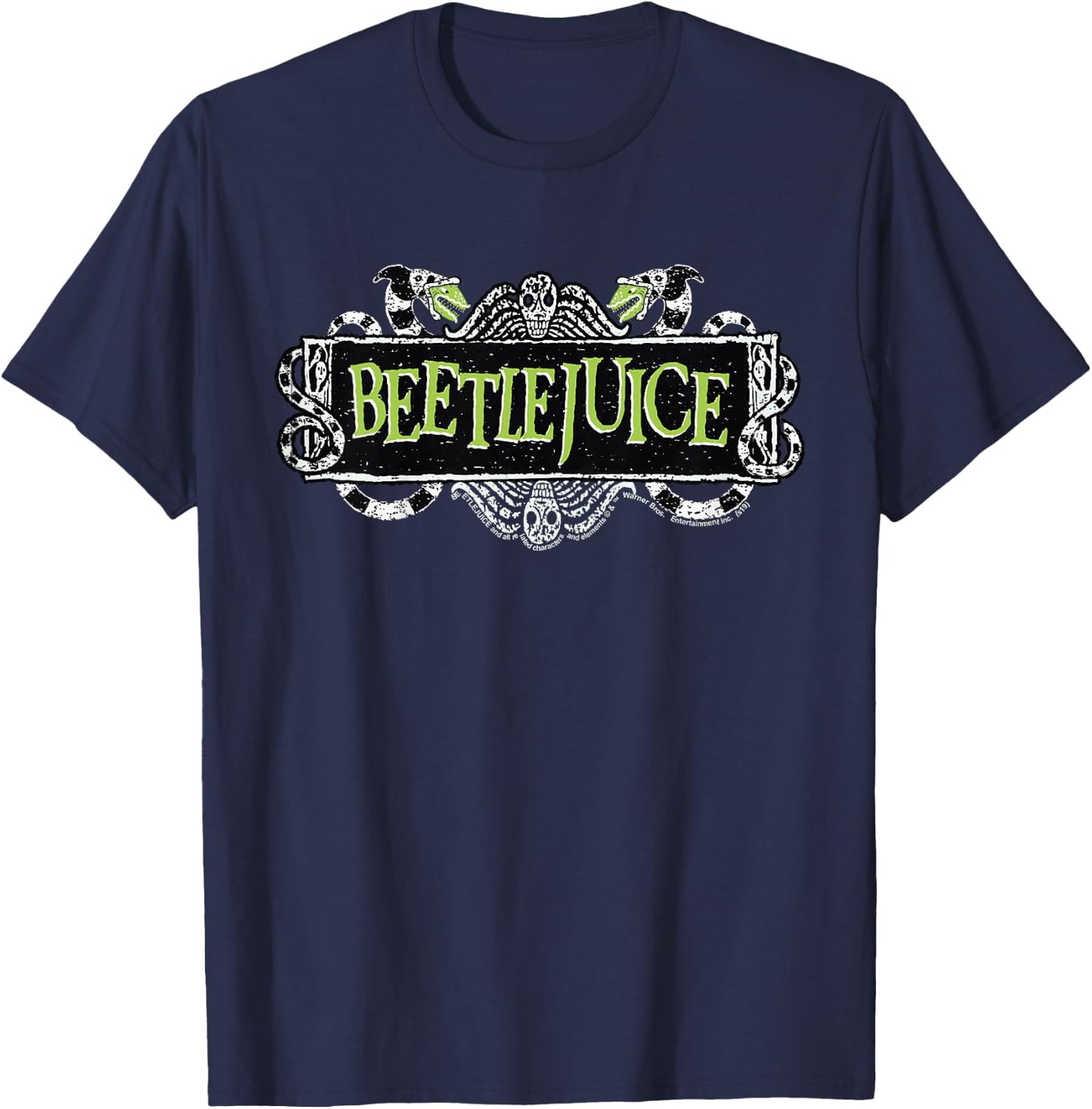 Kids Beetlejuice Snake Large Movie Logo T-Shirt - T-Shirt | Navy