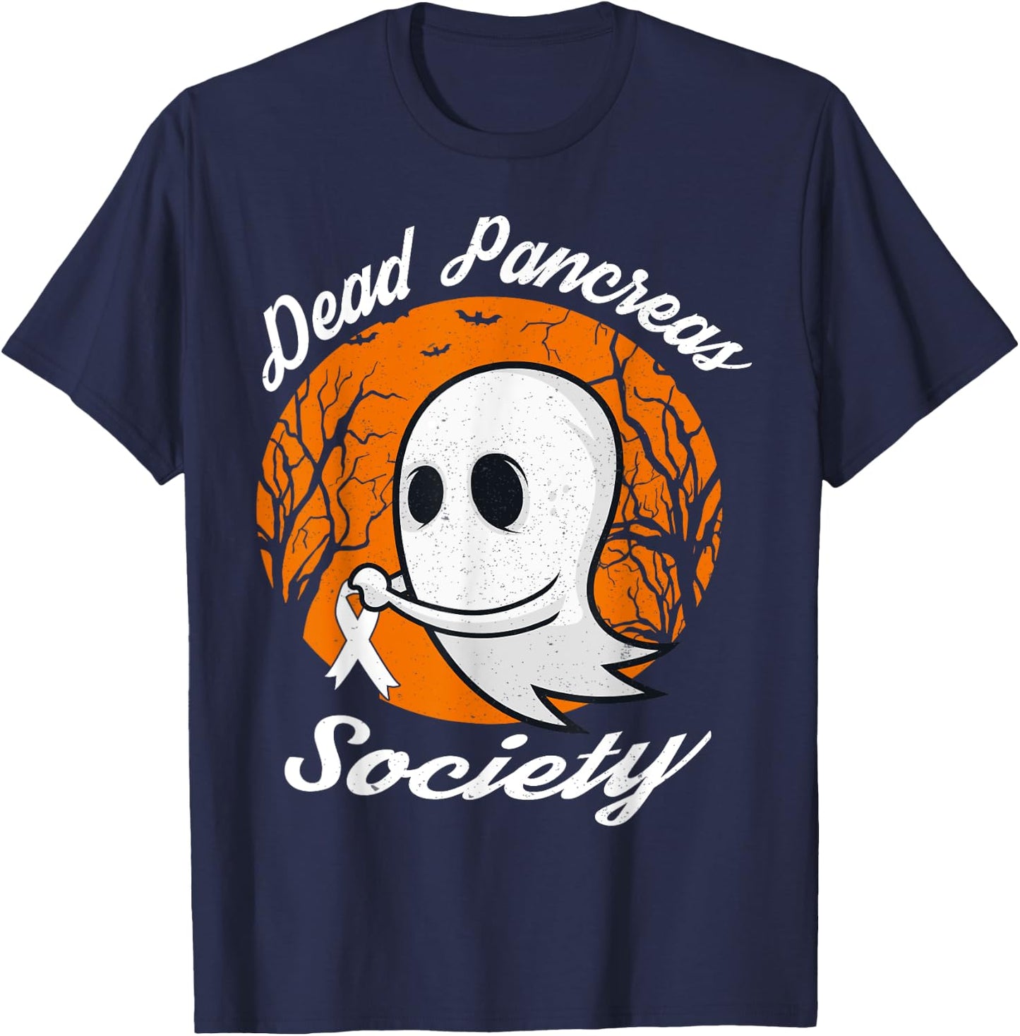 Diabetes Awareness Dead Pancreas Society Halloween Ghost T-Shirt - T-Shirt | Navy