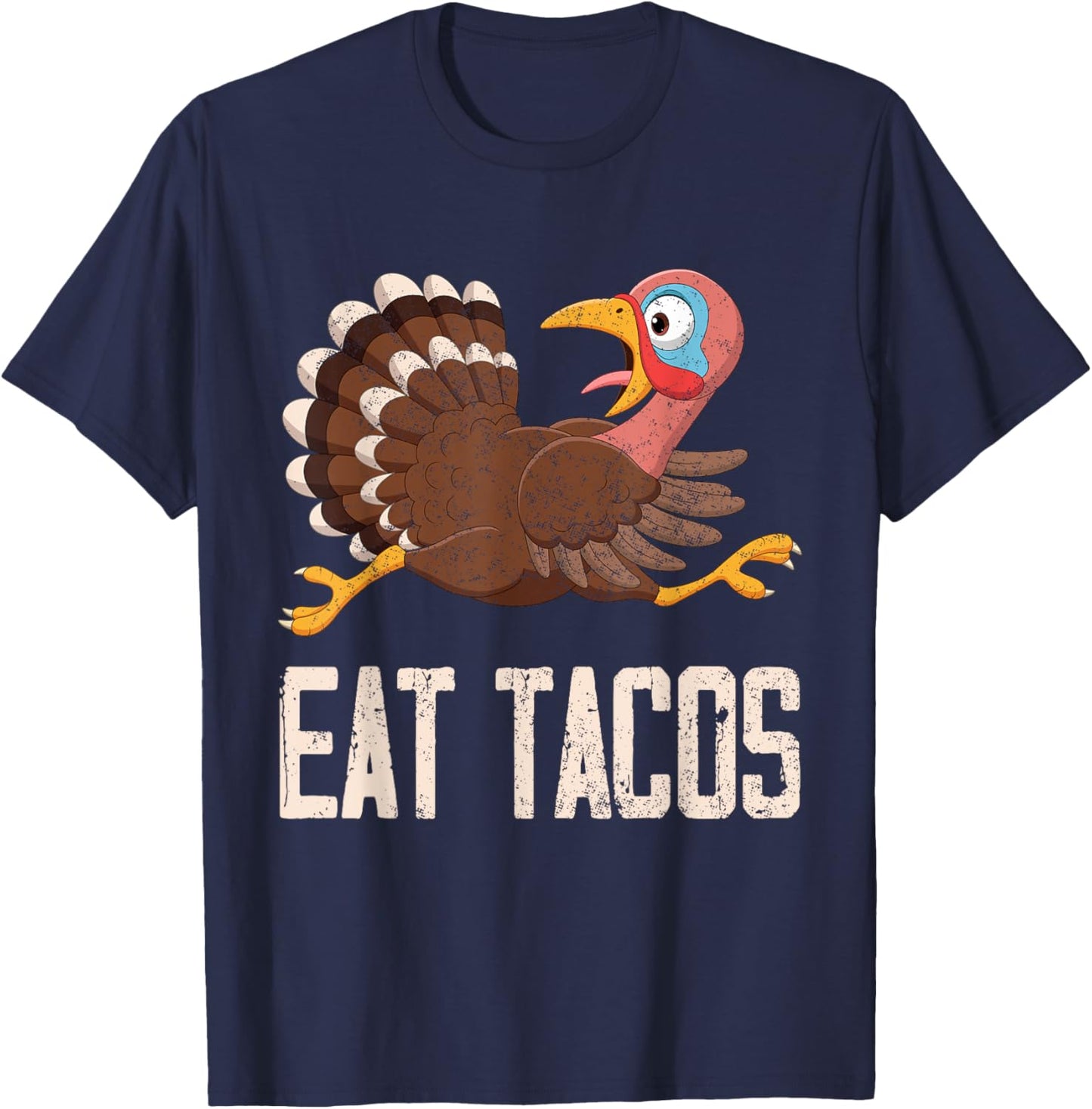 Funny Thanksgiving Turkey Eat Tacos T-Shirt - T-Shirt | Navy