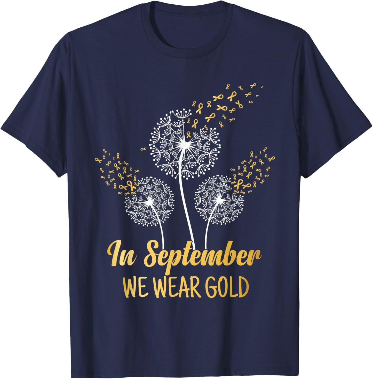 Childhood Cancer In September We Wear Gold T-Shirt - T-Shirt | Navy