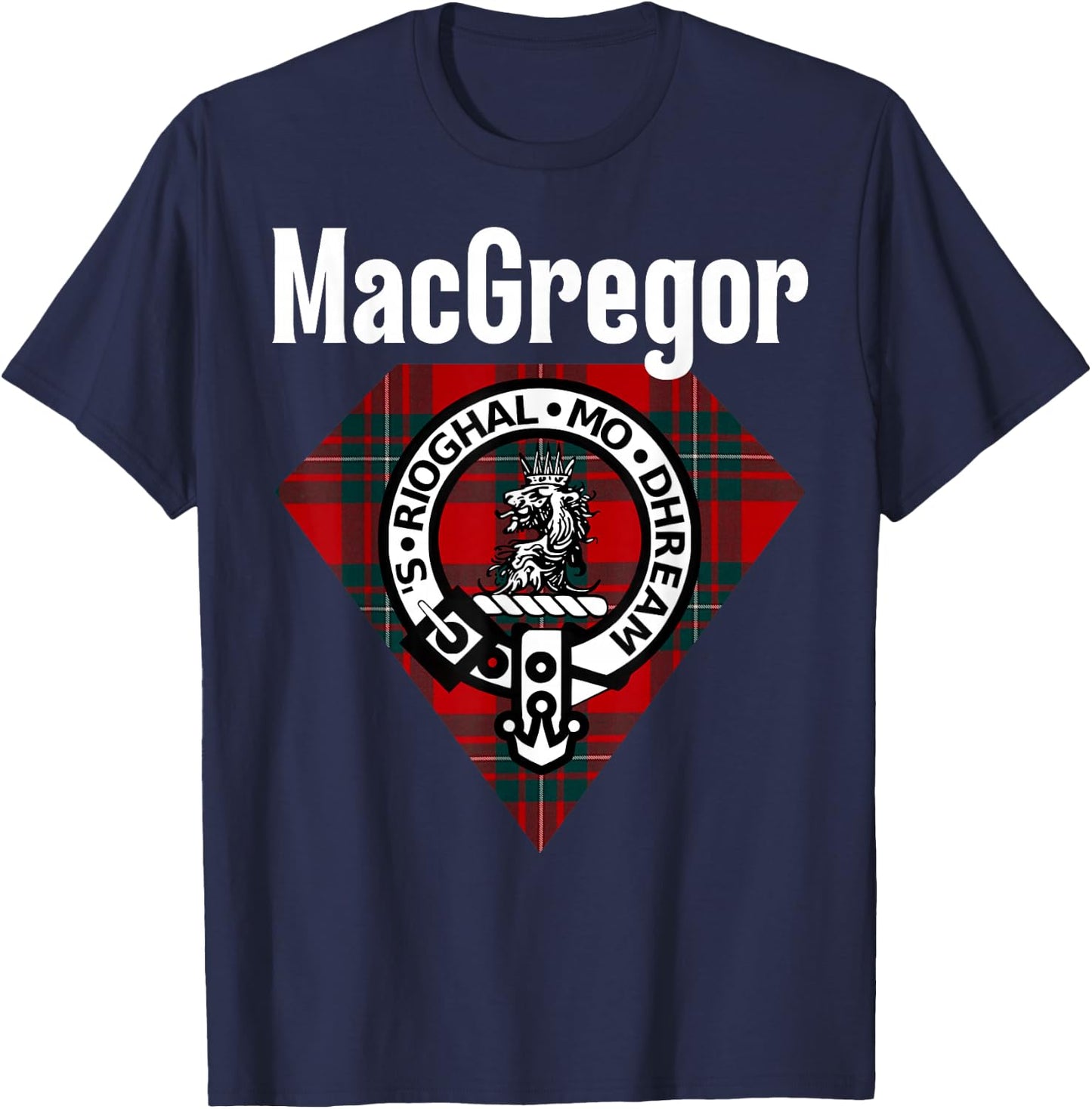 MacGregor Clan Scottish Name Coat Of Arms Tartan T-Shirt - T-Shirt | Navy