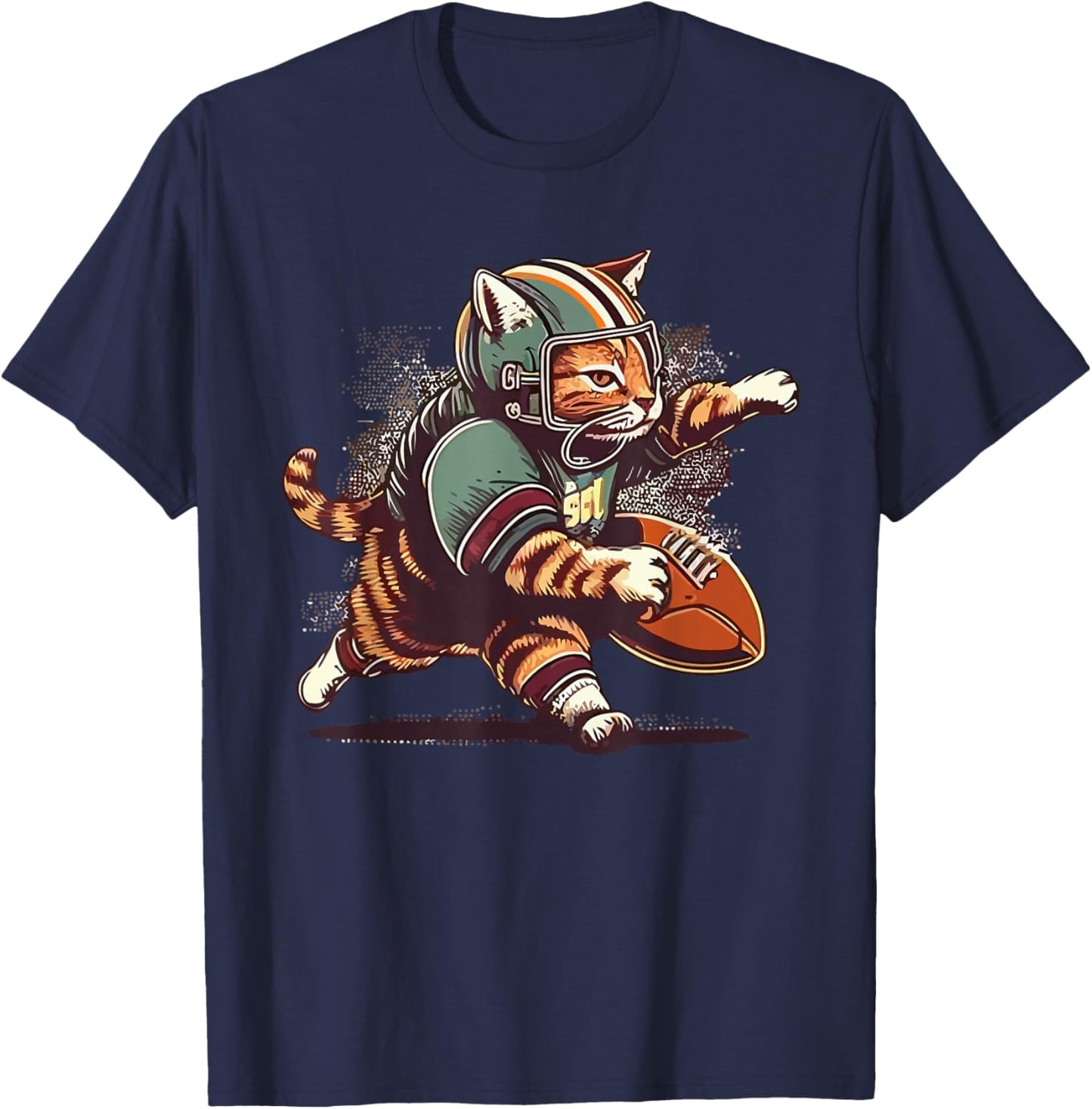 Cat Playing American Football T-Shirt - T-Shirt | Navy