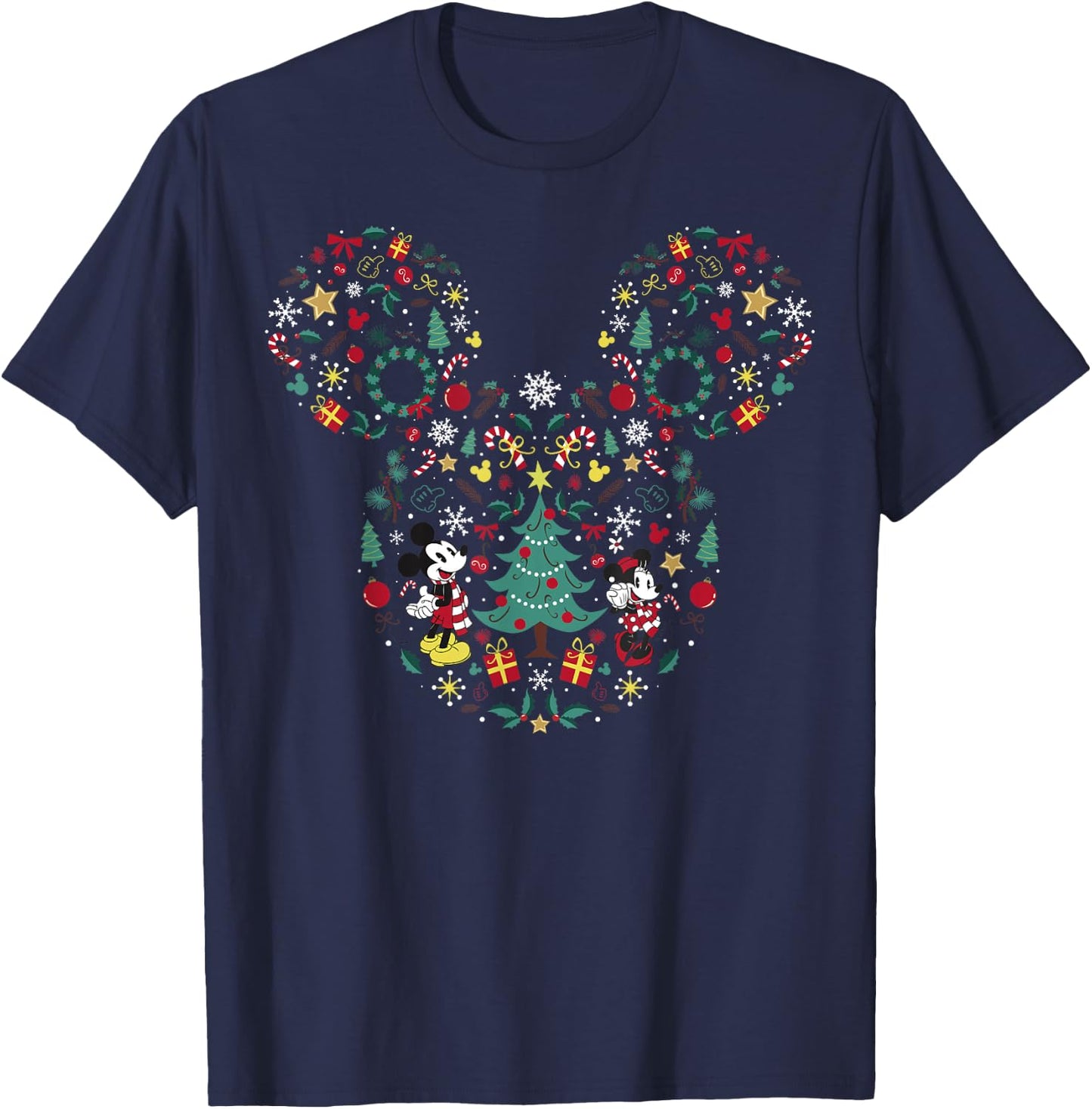 Disney Mickey And Minnie Christmas Mashup Short Sleeve T-Shirt - T-Shirt | Navy