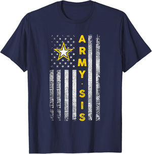 Patriotic Army Sister - United States Flag T-Shirt - T-Shirt | Navy