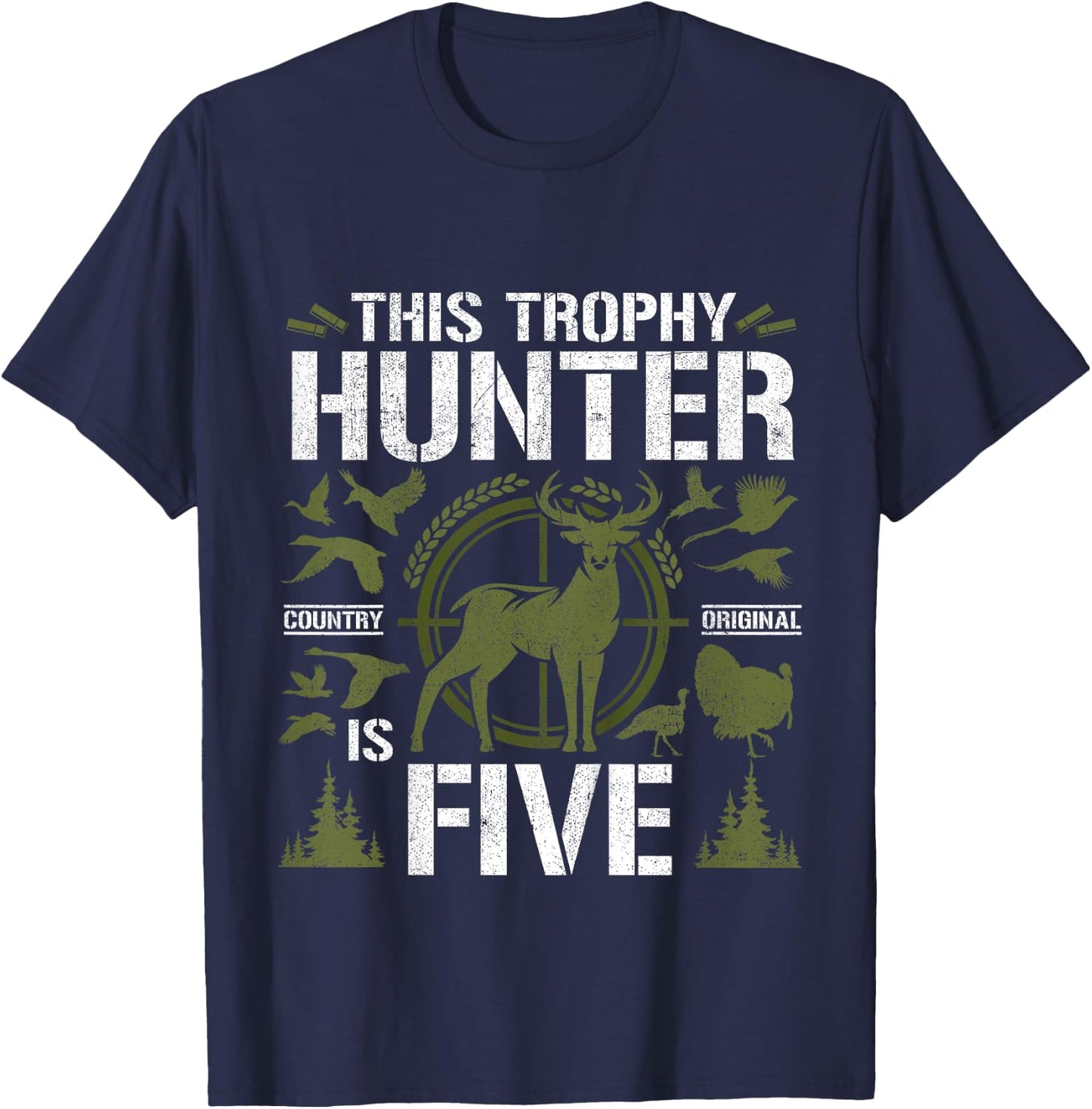 5 Year Old Hunting Birthday Party Duck Deer Hunter 5th Gift T-Shirt - T-Shirt | Navy