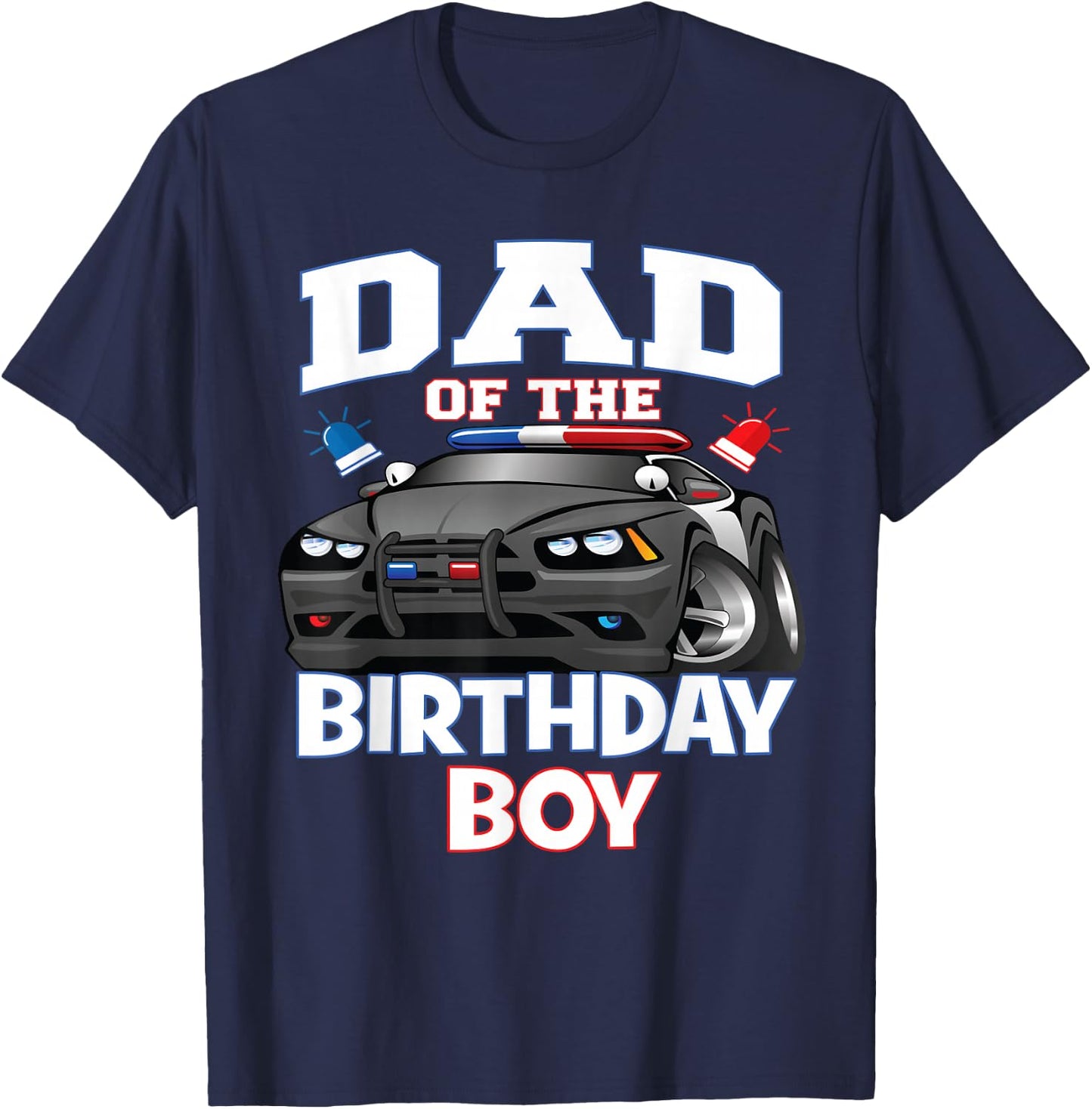Dad Of The Birthday Boy Policeman Officer Party T-Shirt - T-Shirt | Navy