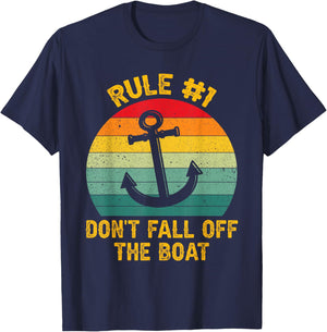 Funny Cruise Shirts - Rule #1 Don't Fall Off The Boat T-Shirt - T-Shirt | Navy